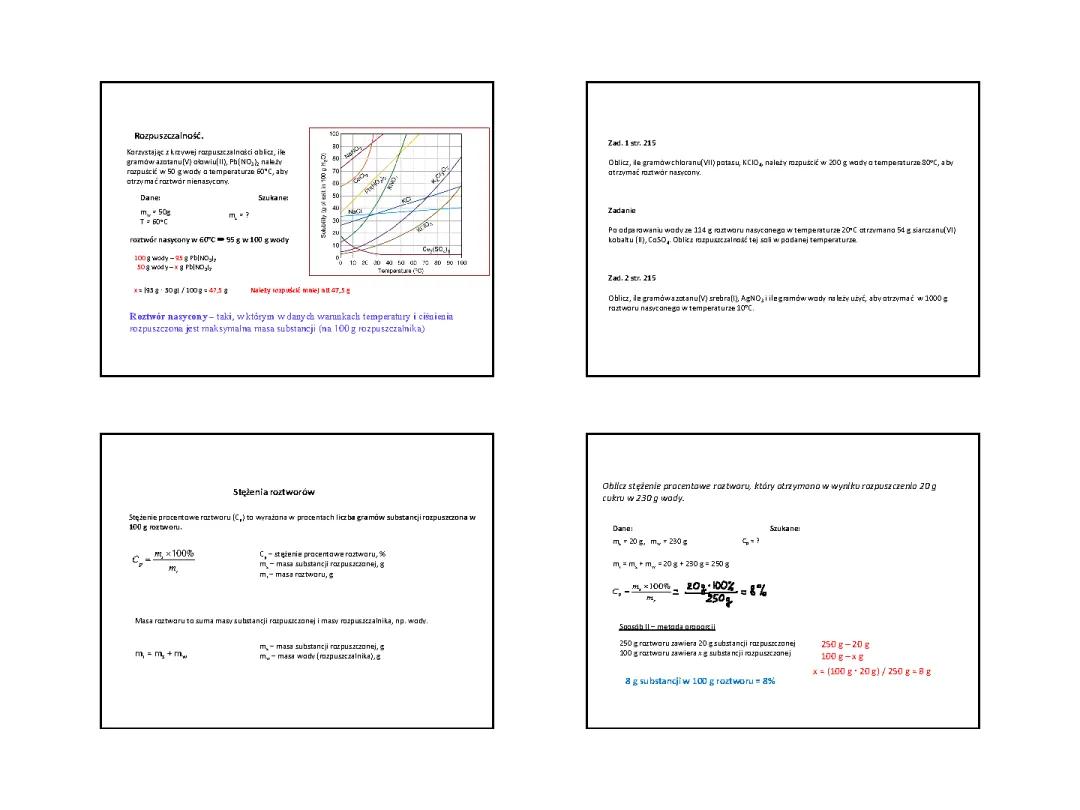 Jak obliczyć rozpuszczalność soli w wodzie i stężenie procentowe roztworu