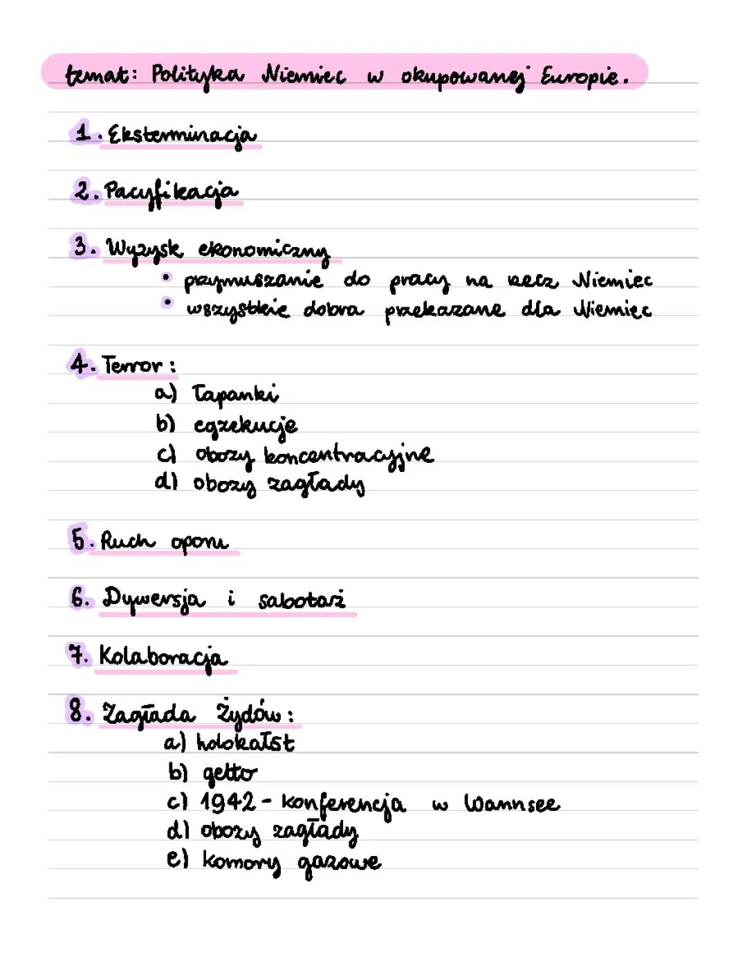 Polityka Niemiec w Europie podczas okupacji - Kluczowe punkty