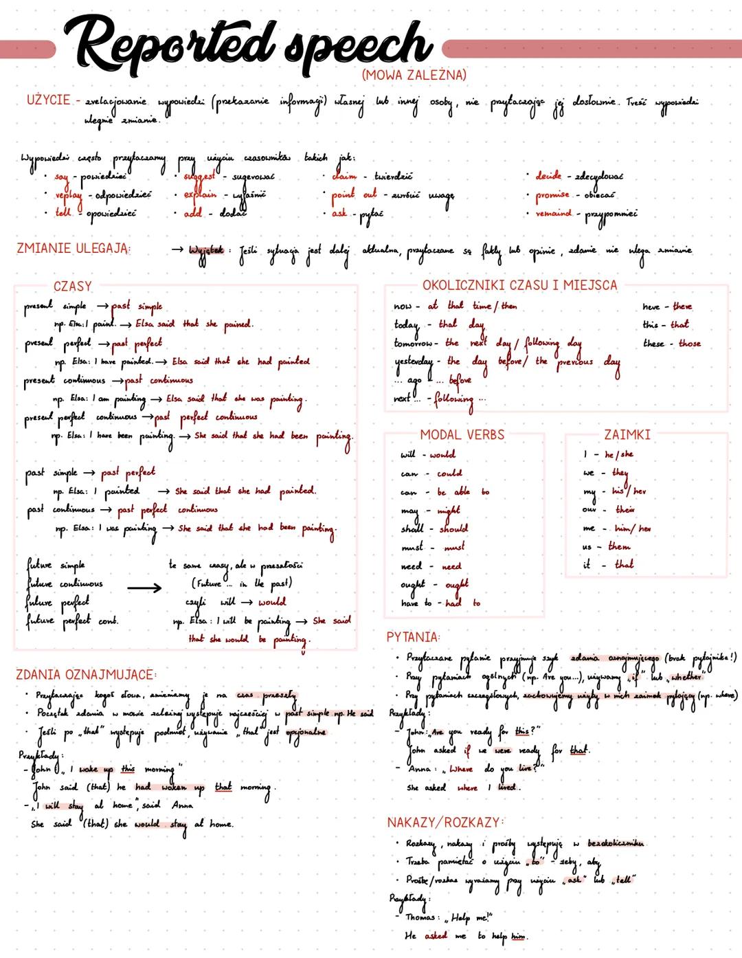 # Reported speech

(MOWA ZALEŻNA)

UŻYCIE. - avelacjowanie wypowiedzi (prekazanie informaji) własnej lub innej osoby, nie paytaceajse joj do