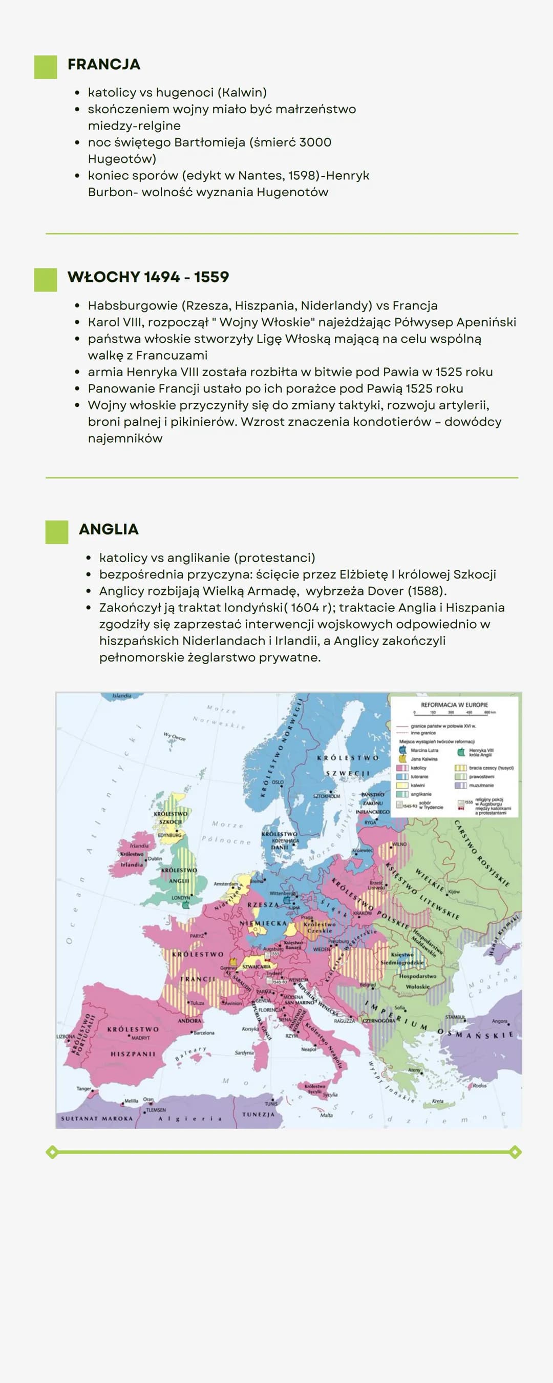 Wojny
Religijne w
XVI w.
Początki reformacji
Handel odpustami (wykupienie
sobie posady u Boga oraz
pomoc zmarłym), które miały
zebrać fundus