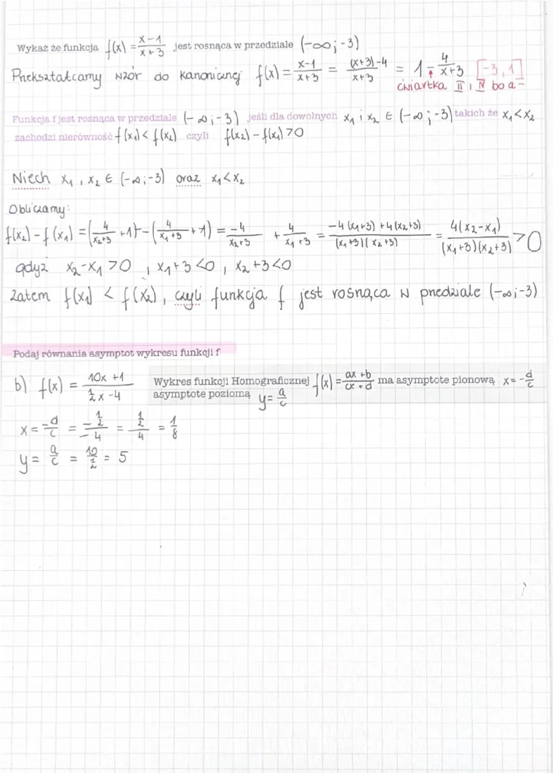 ROZSZERZENIE
FUNKCJA HOMOGRAFICZNA
f(x) = ax + b
pasta agolna
cx+0 C0, określoną dla x ER\ { }, jcicli nie jest
ona funkcja, stata, nazywamy