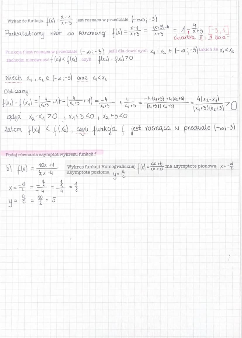 ROZSZERZENIE
FUNKCJA HOMOGRAFICZNA
f(x) = ax + b
pasta agolna
cx+0 C0, określoną dla x ER\ { }, jcicli nie jest
ona funkcja, stata, nazywamy