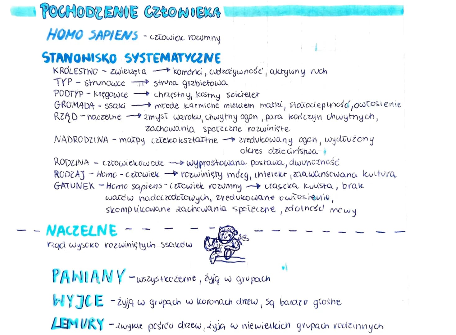 POCHODZENIE CZŁOWIEKA
HOMO SAPIENS - człowiek rozumny
STANONISKO SYSTEMATYCZNE
KRÓLESTWO- Zwierzęta → komórki, cudzażywność', aktywny ruch
T