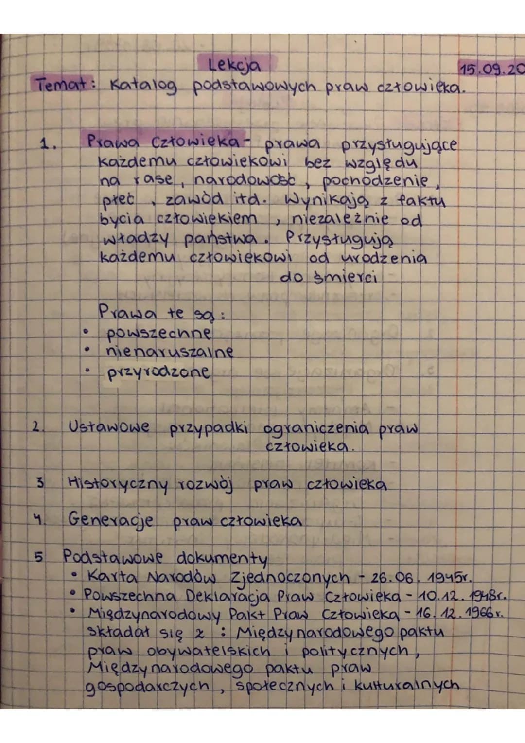 Katalog Praw Człowieka - WOS: Najważniejsze i Nienaruszalne Prawa, Generacje w Polsce
