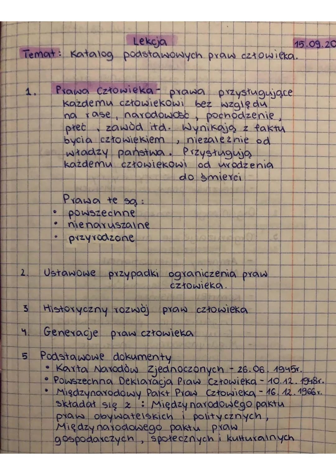 Lekcja
Temat: Katalog podstawowych praw człowieka.
2
Prawa Człowieka - prawa przysługujące
każdemu człowiekowi bez względu
na rase, narodowo