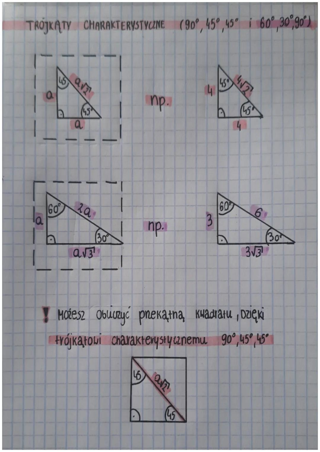# TROJKĄTY CHARAKTERYSTYCZNE (90°, 45°, 45° і 60°, 30°,90°)

a

45

45

пр.

04

4√2

a

45

4

60 za

60%

a

3

пр.

A

30

D

30

αν

3√3