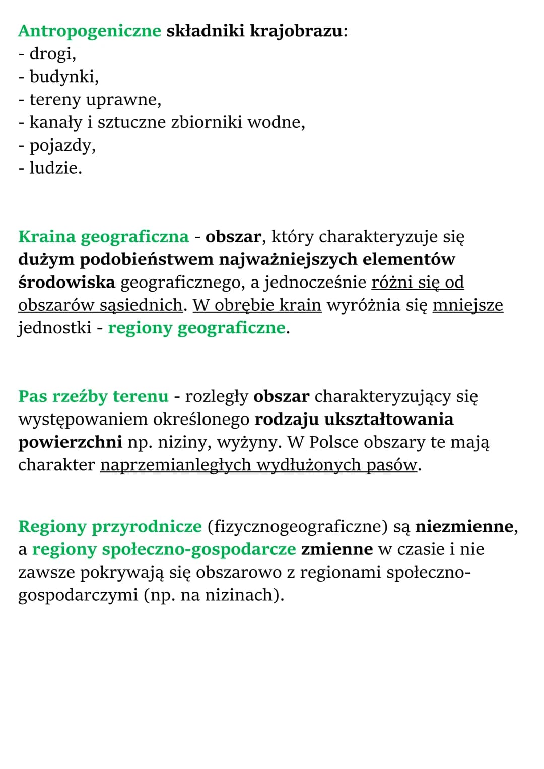Krajobrazy Polski
Cechy ukształtowania powierzchni Polski
Ukształtowanie powierzchni jest elementem środowiska
przyrodniczego. Wiąże się z:
