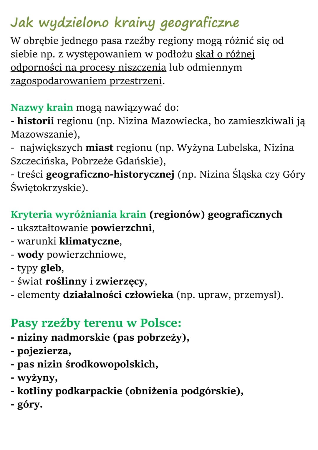 Krajobrazy Polski
Cechy ukształtowania powierzchni Polski
Ukształtowanie powierzchni jest elementem środowiska
przyrodniczego. Wiąże się z:
