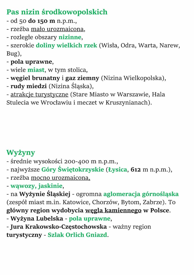Krajobrazy Polski
Cechy ukształtowania powierzchni Polski
Ukształtowanie powierzchni jest elementem środowiska
przyrodniczego. Wiąże się z:
