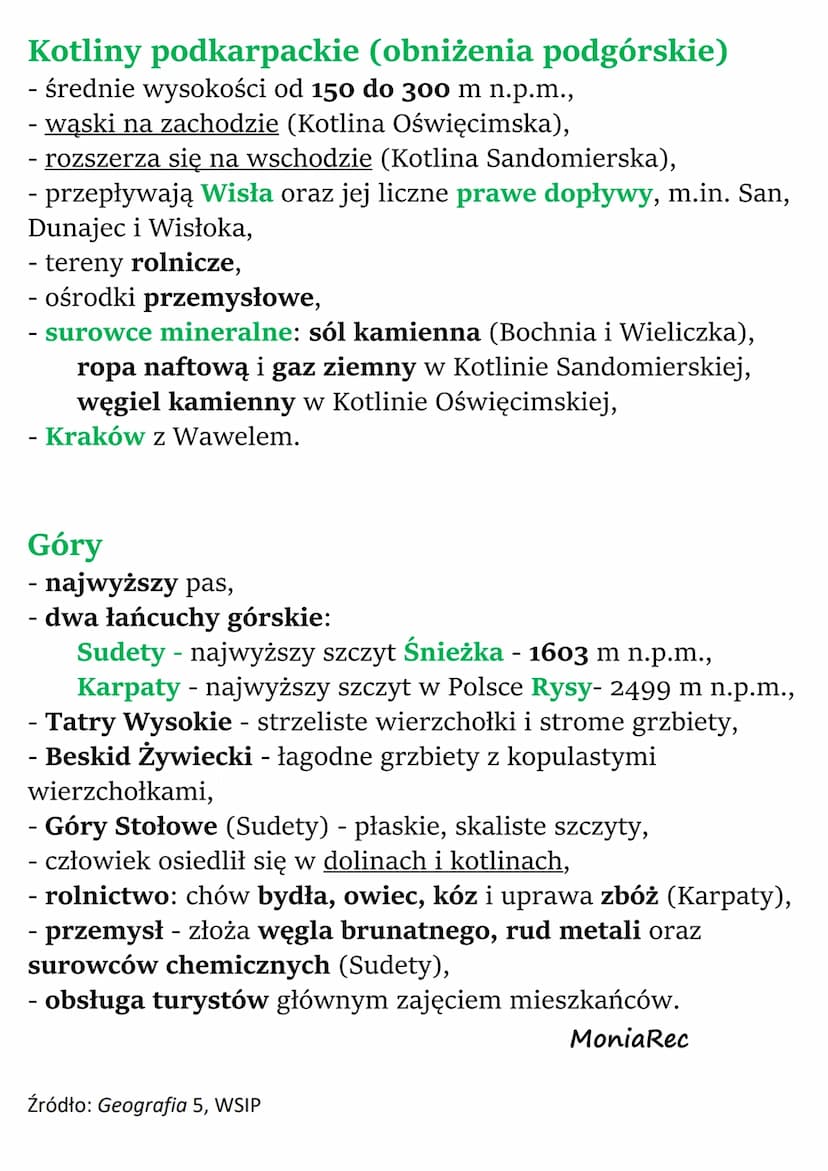Krajobrazy Polski
Cechy ukształtowania powierzchni Polski
Ukształtowanie powierzchni jest elementem środowiska
przyrodniczego. Wiąże się z:
