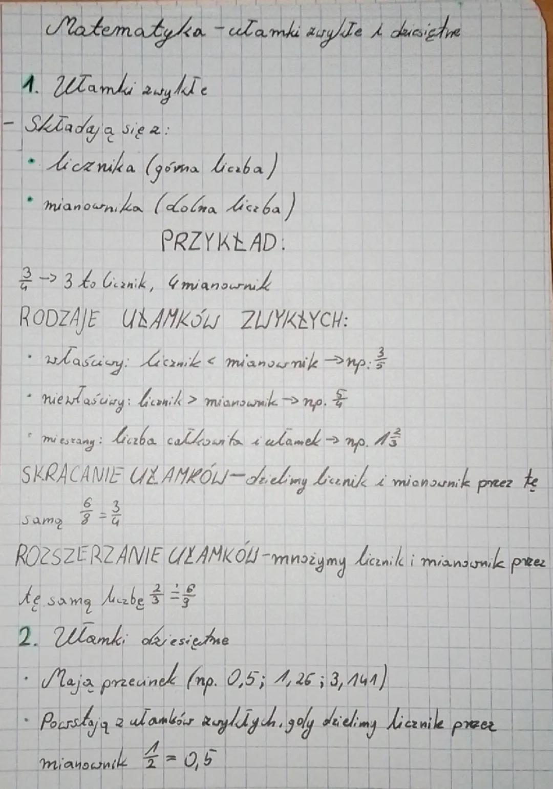 Ułamki zwykłe i dziesiętne
