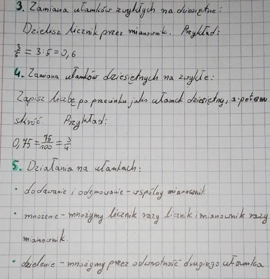 # Matematyka - ułamki zwykłe i dziesiętne

1. Ułamki zwykłe

- Składają się z:
  * licznika (górna liczba)
  * mianownika (dolna liczba)

PR
