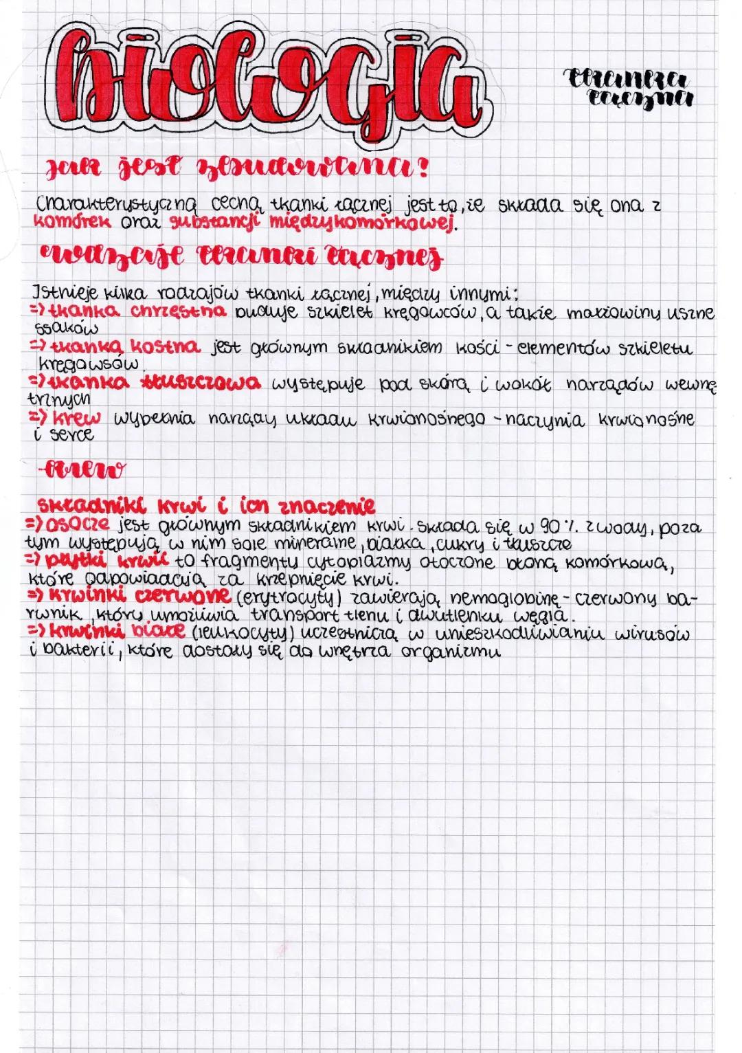 Biologia - Charakterystyka Tkanki Łącznej