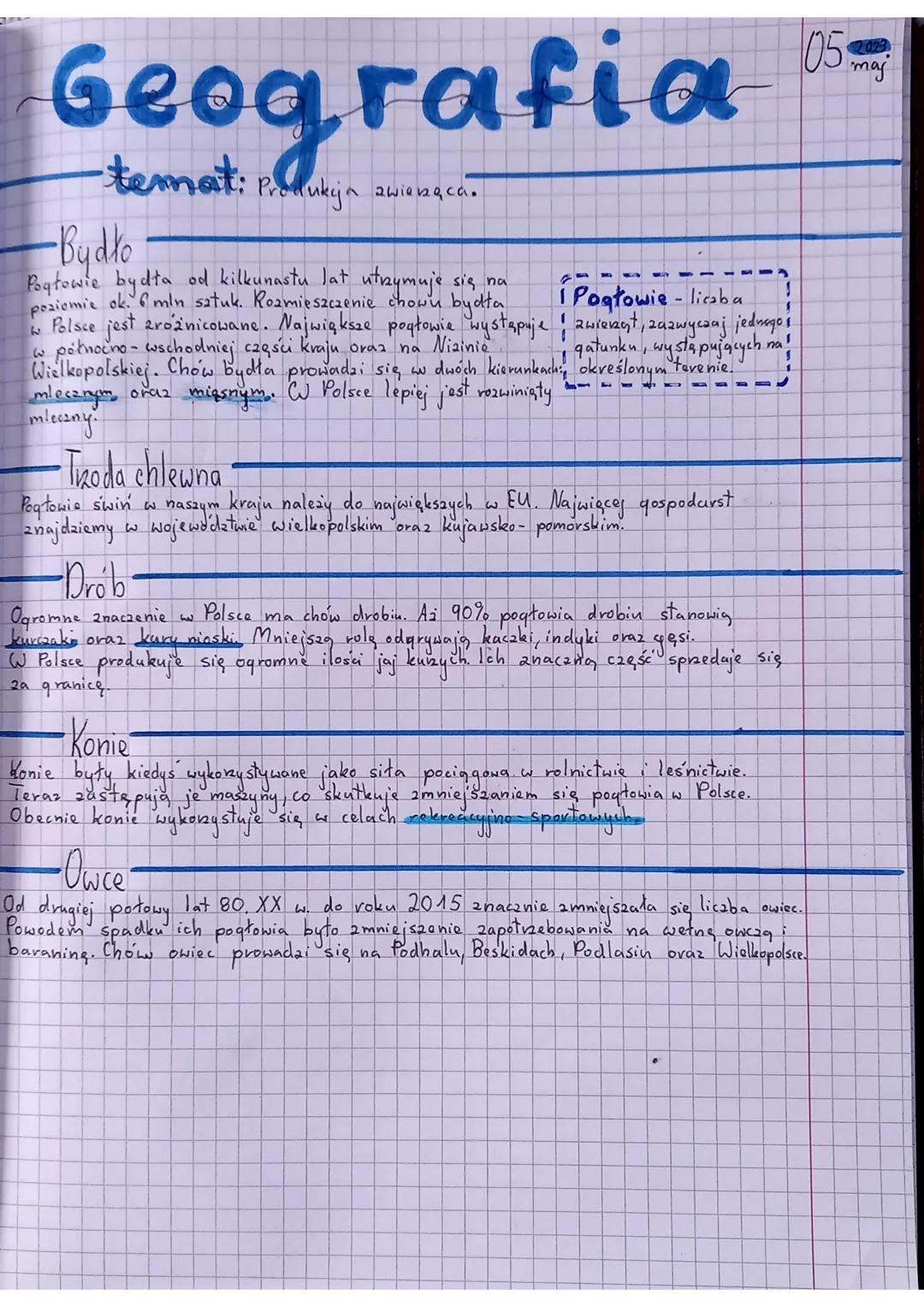 # Geografia

-temat: Pillukija zwierzącão

-Bydło

Pogtowie bydła od kilkunastu lat utrzymuje się na
poziomie ok. 6 mln satuk. Rozmieszczeni