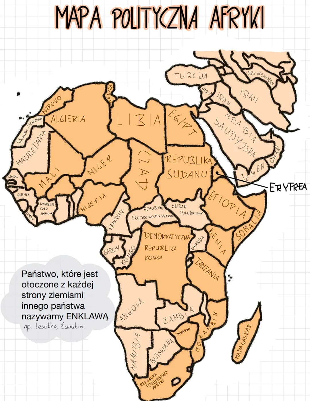 SENEGAL
PERE
ZACH
CHODNIA
SACHARA
GWINEA
LIBERIA
MAROKO
MAPA POLITYCZNA AFRYKI
ALGIERIA
MAURETANIA
MALI
WYBRZE ZE
KOŚCI
SŁONIUM
NIGER
NIGERI