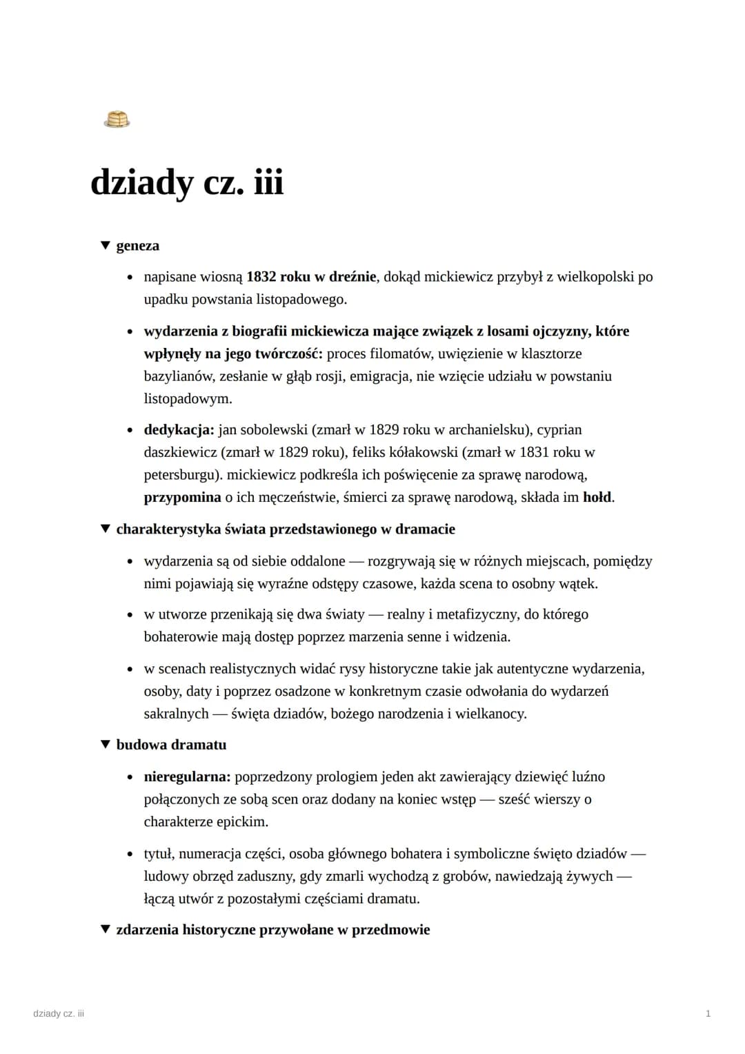 dziady cz. iii
dziady cz. iii
geneza
●
napisane wiosną 1832 roku w dreźnie, dokąd mickiewicz przybył z wielkopolski po
upadku powstania list