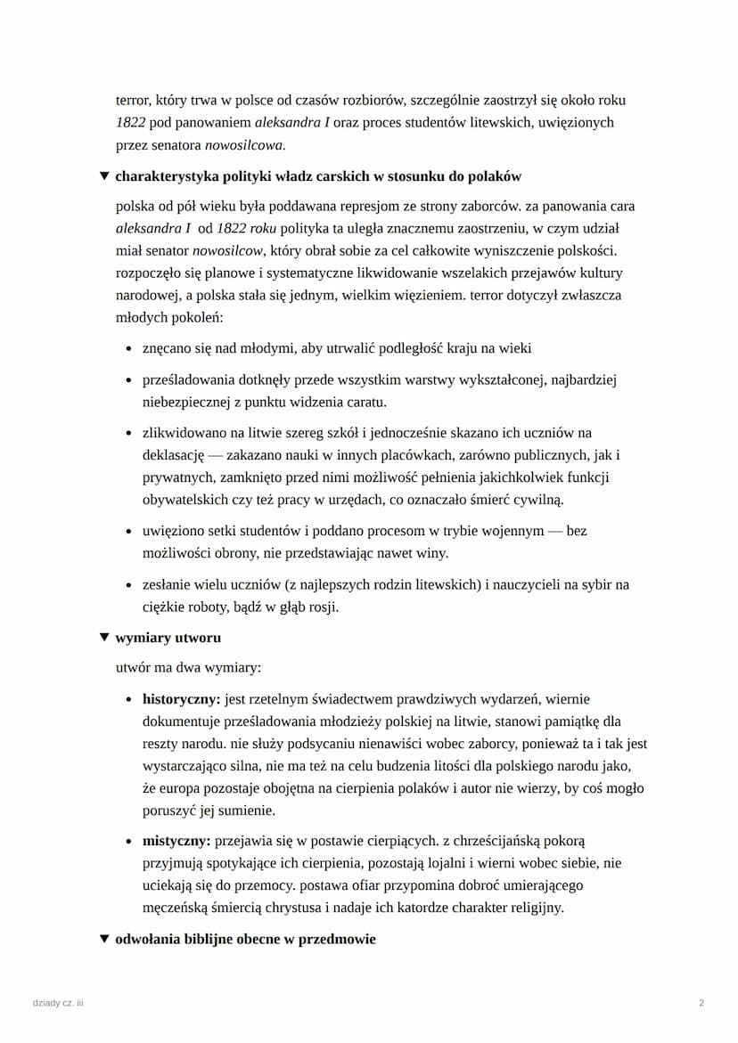 dziady cz. iii
dziady cz. iii
geneza
●
napisane wiosną 1832 roku w dreźnie, dokąd mickiewicz przybył z wielkopolski po
upadku powstania list