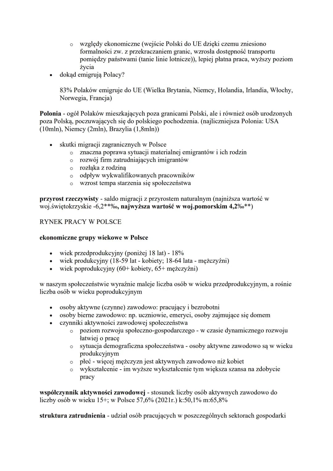 LICZBA LUDNOŚCI POLSKI I JEJ ZMIANY
liczba ludności w Polsce (2020r.): 38 265 000
depopulacja - wyludnianie się określonego regionu
przyczyn