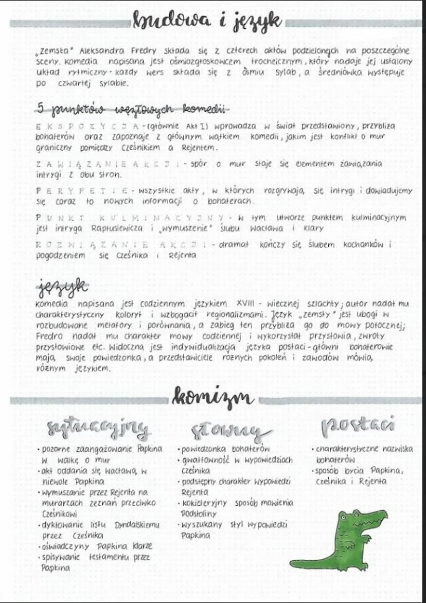 Zemsia
epoka romantyzm
Rodzaj dramat
gatunek komedia (komedia charakterów)
ALEKSANDER FREDRO
geneza
Treść zemsty" ma swe źródło w autentyczn