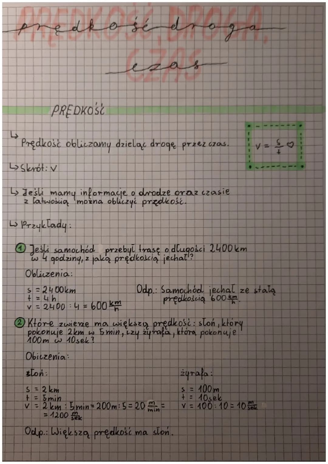 Prędkość Droga Czas Sprawdzian Kl 6 Matematyka Z Plusem Prędkość, Droga, Czas - Klasa 6 Sprawdzian PDF (Matematyka) jako PDF