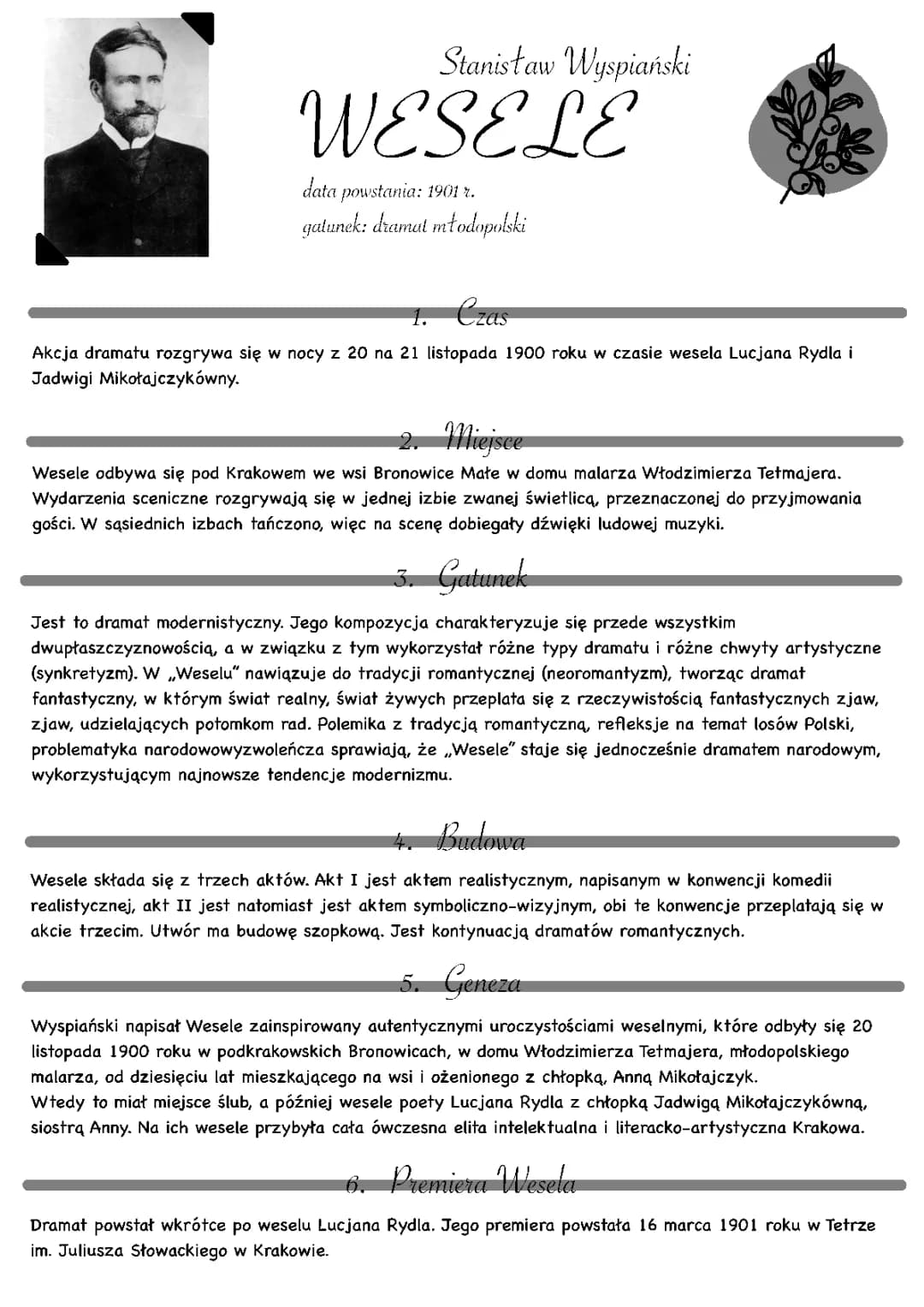 Wesele - streszczenie, bohaterowie i opracowanie do matury