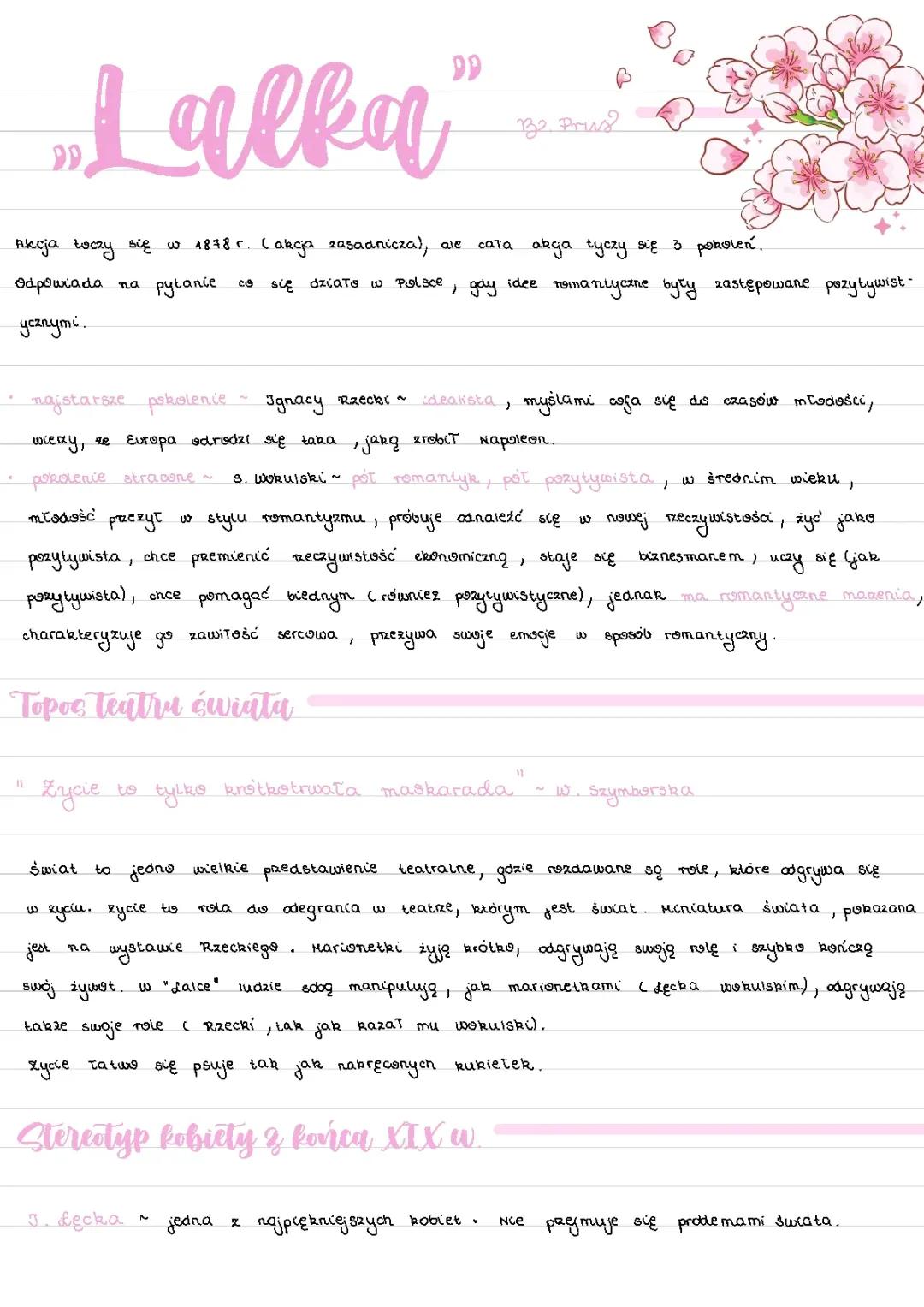 „Lalka” - omówienie zagadnień maturalnych 