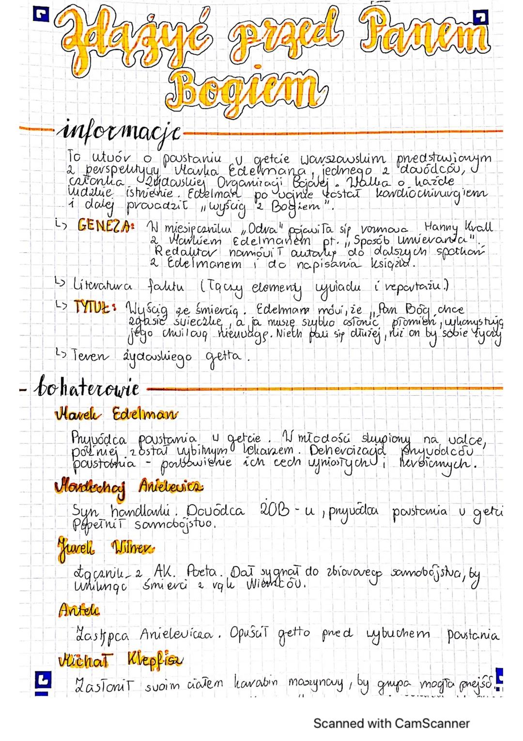 Hażyć gryd Janai
Bogiem
-informacje.
To utwór o poustaniu U getcie warszawskim predstawionym
2 perspelitycy Marka Edelmana, jednego 2
udalie