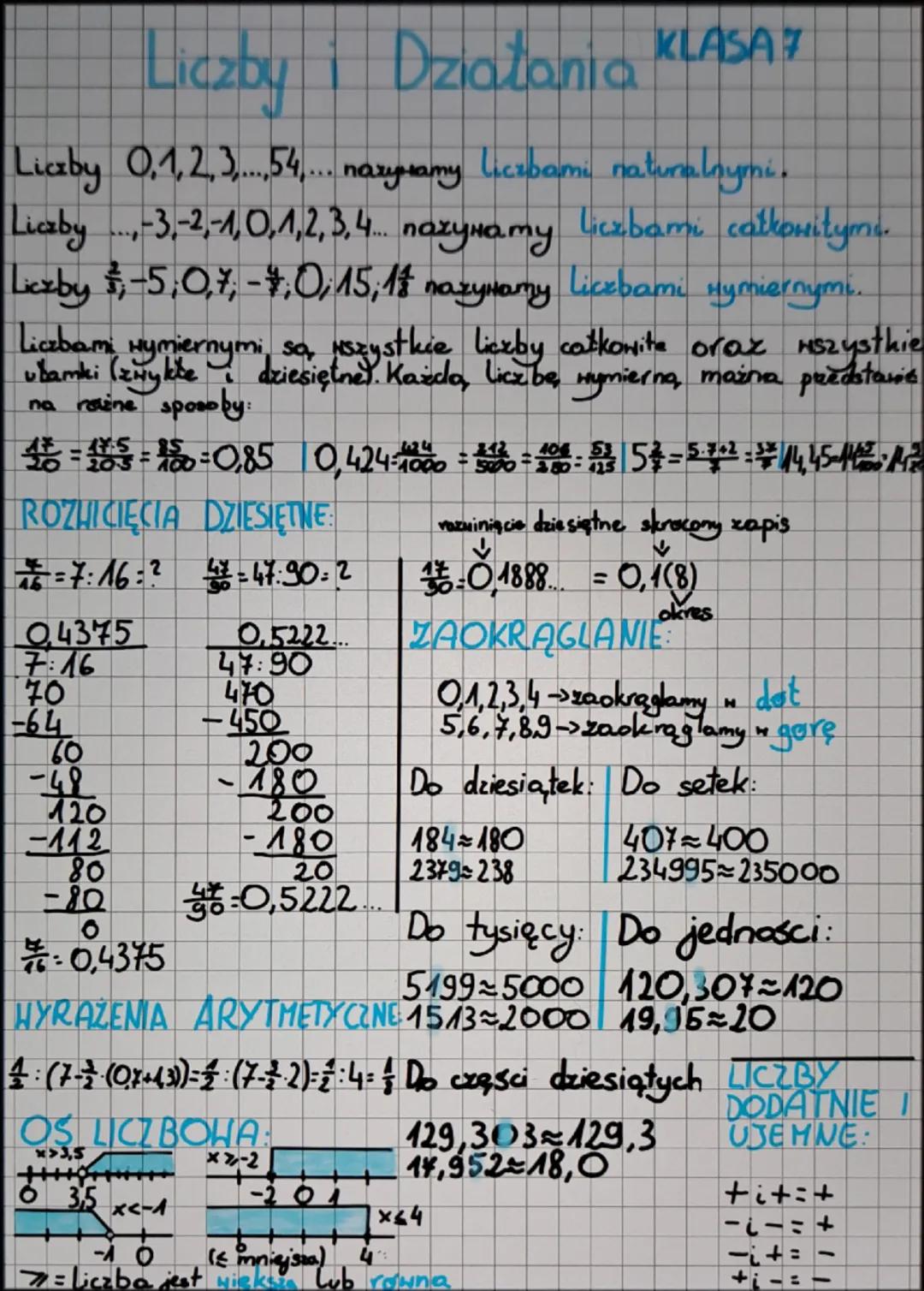 Liczby i Działania
KLASA
Liaby 0,1,2,354. narysamy liczbami naturalnymi.
Liczby -3,-2,-1,0,1,2,3,4...
Liczbami całkowitymi.
nazywamy
Liczby 