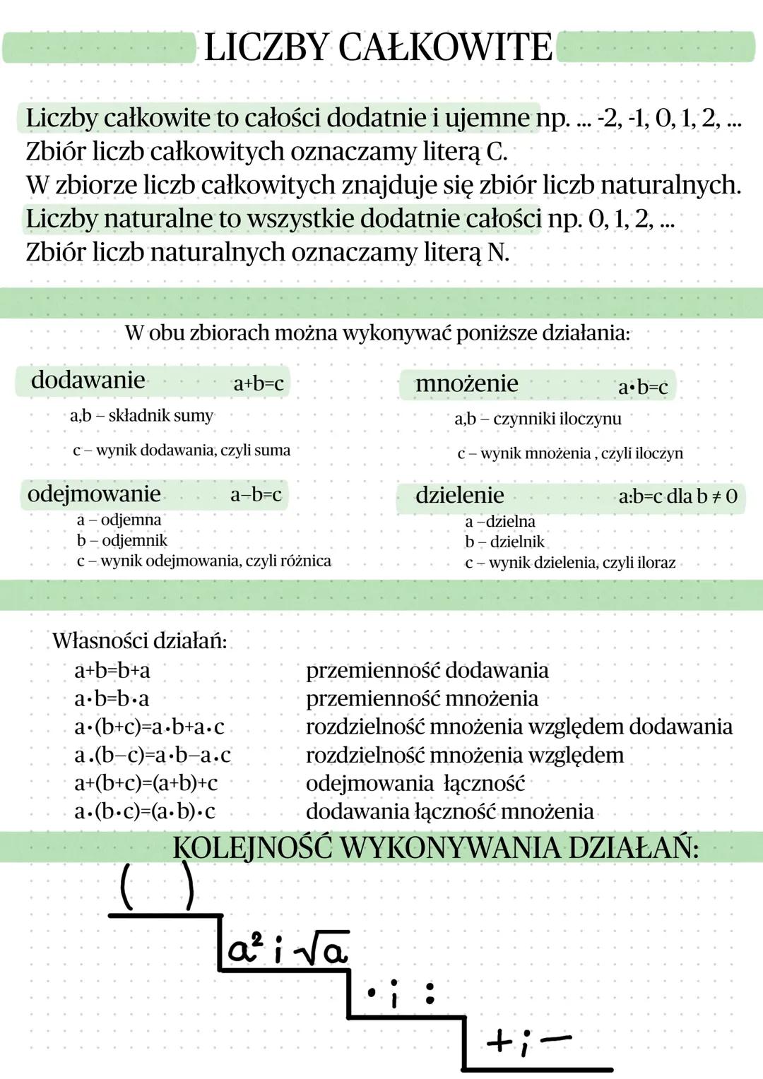 Działania na liczbach cakowitych