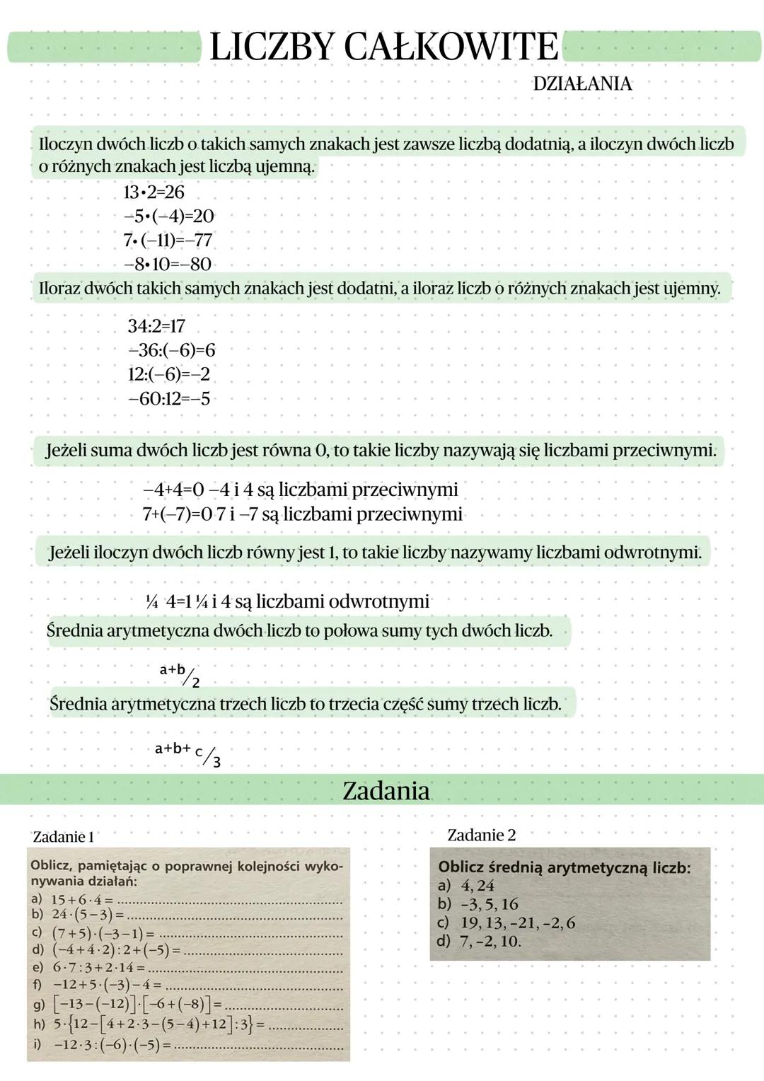 LICZBY CAŁKOWITE
Liczby całkowite to całości dodatnie i ujemne np. ... -2, -1, 0, 1, 2, ...
Zbiór liczb całkowitych oznaczamy literą C.
W zb