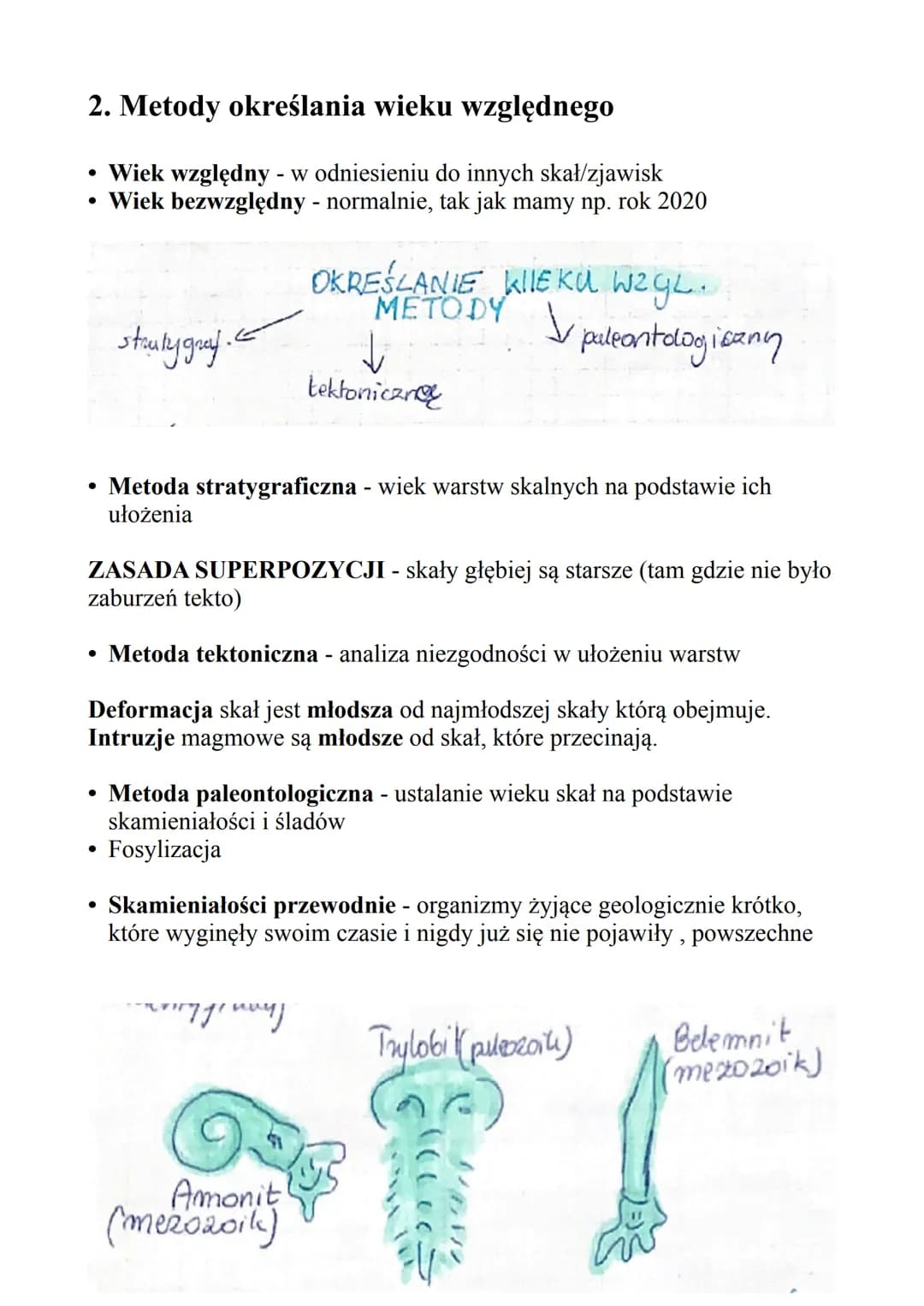 Odtwarzanie i
datowanie dziejów
Ziemi
Zagadnienia
1) Odtwarzanie dziejów Ziemi
2) Metody określania wieku
względnego
3) Skamieniałości
4) Me