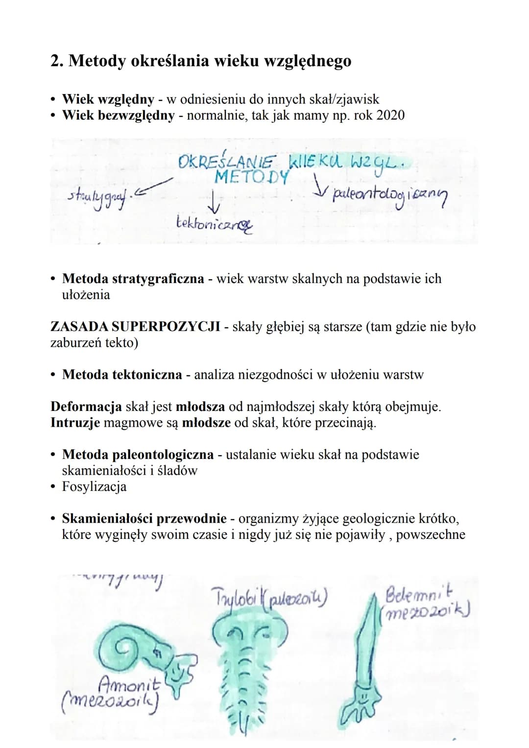 Odtwarzanie i
datowanie dziejów
Ziemi
Zagadnienia
1) Odtwarzanie dziejów Ziemi
2) Metody określania wieku
względnego
3) Skamieniałości
4) Me