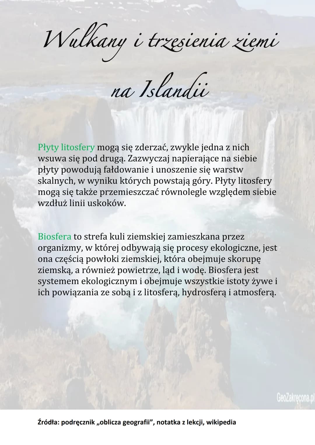 Wulkany i trzesienia ziemi
na Islandii
Położenie Islandii na granicy płyt litosfery nie jest typowe.
Większość obszarów, na których dochodzi