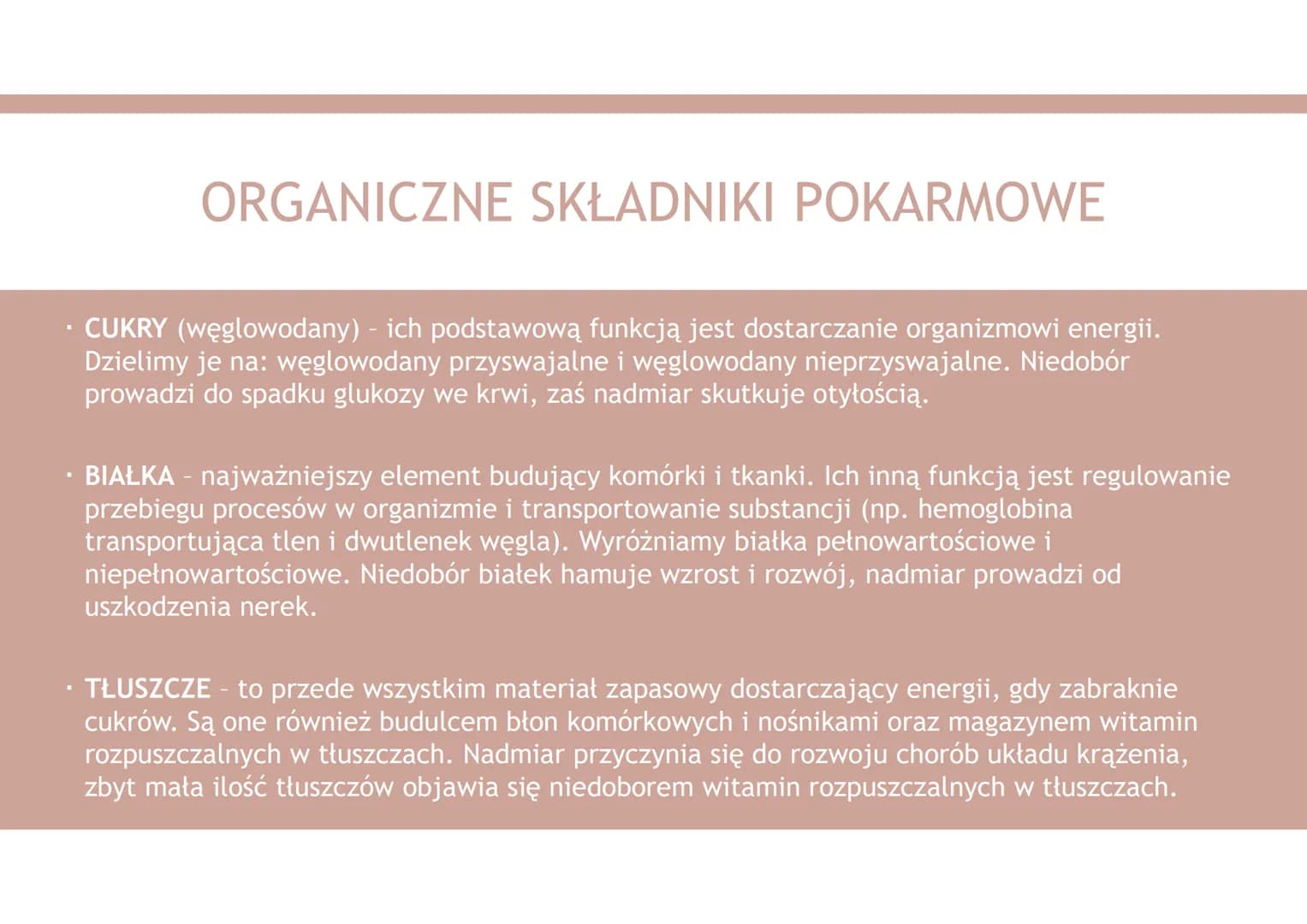 UKŁAD POKARMOWY 1. Organiczne składniki pokarmowe
2. Nieorganiczne składniki pokarmowe
3. Funkcje układu pokarmowego
4. Budowa układu pokarm