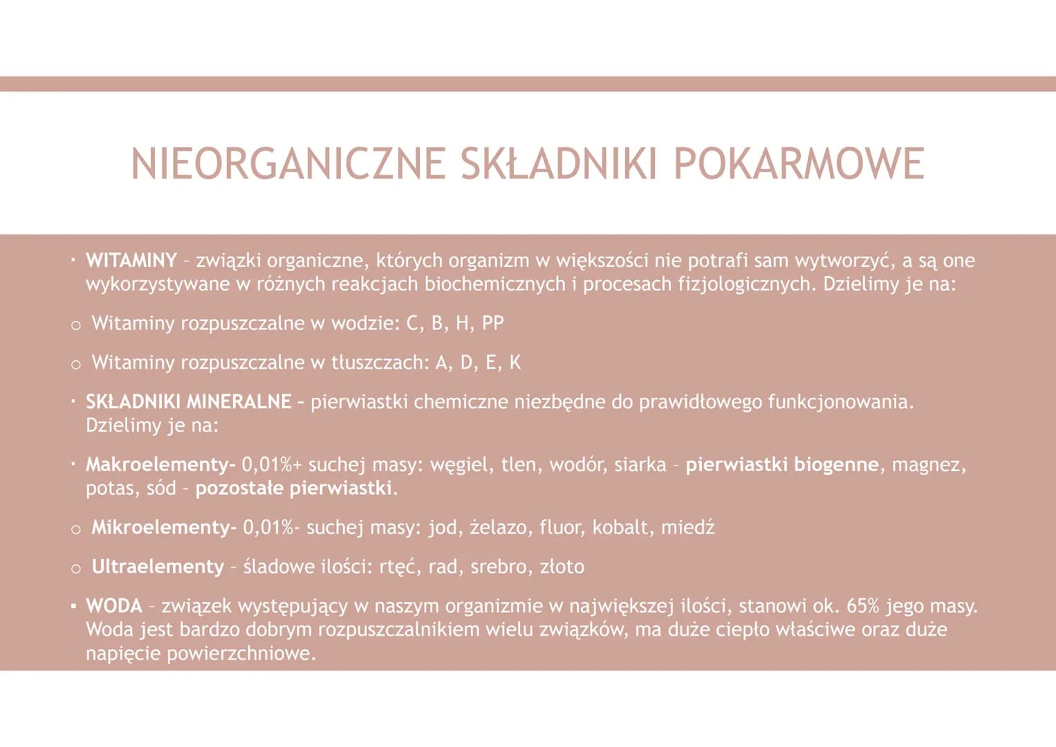 UKŁAD POKARMOWY 1. Organiczne składniki pokarmowe
2. Nieorganiczne składniki pokarmowe
3. Funkcje układu pokarmowego
4. Budowa układu pokarm