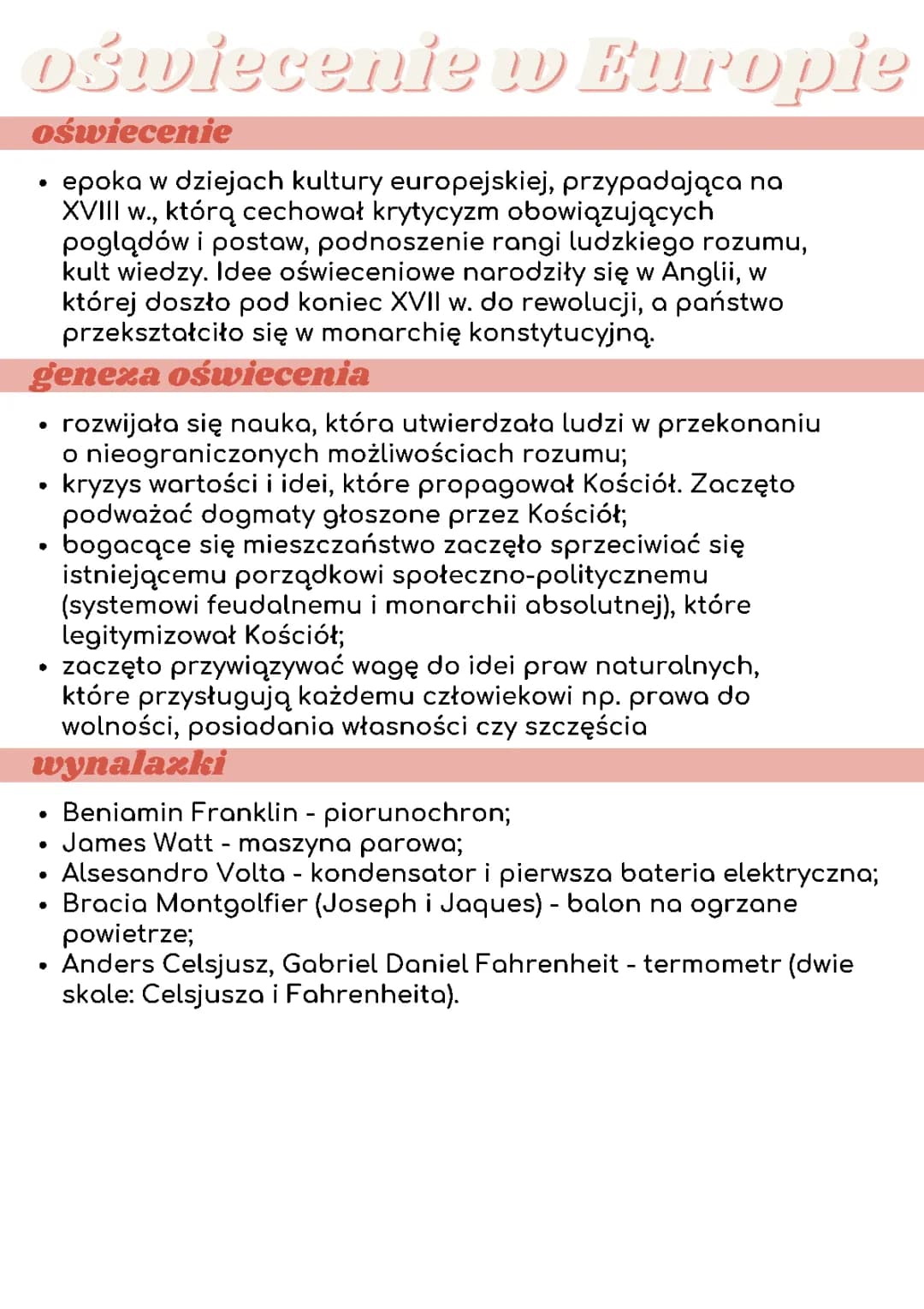 oświecenie w Europie