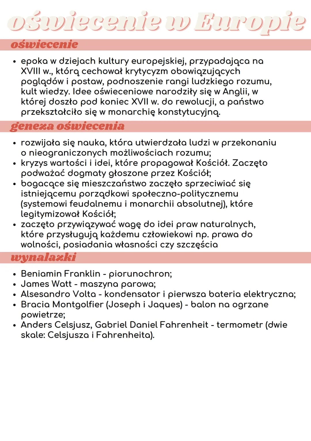 oświecenie w Europie
oświecenie
epoka w dziejach kultury europejskiej, przypadająca na
XVIII w., którą cechował krytycyzm obowiązujących
pog
