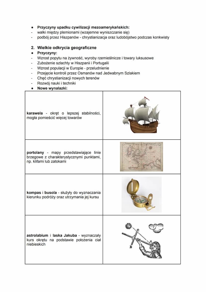 EPOKA HUMANIZMU I ODKRYĆ GEOGRAFICZNYCH
CZĘŚĆ I:
1. Cywilizacje prekolumbijskie - rdzenne ludy Ameryki Północnej i
Południowej, które zamies