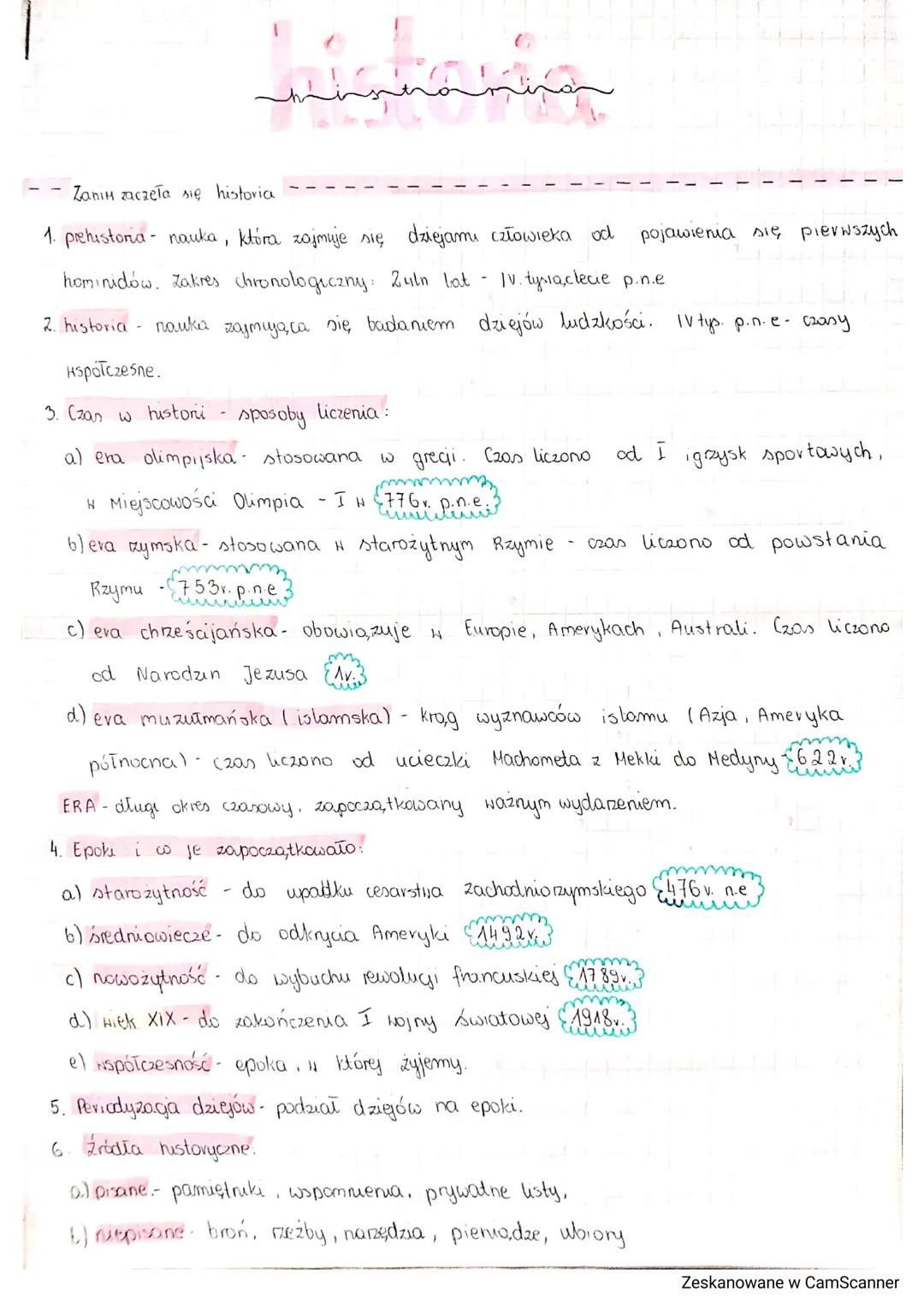 
<p>Pierwsza epoka historyczna to prehistoria, czyli nauka zajmująca się dziejami człowieka od hominidów, obejmująca okres od Zuln bat do IV