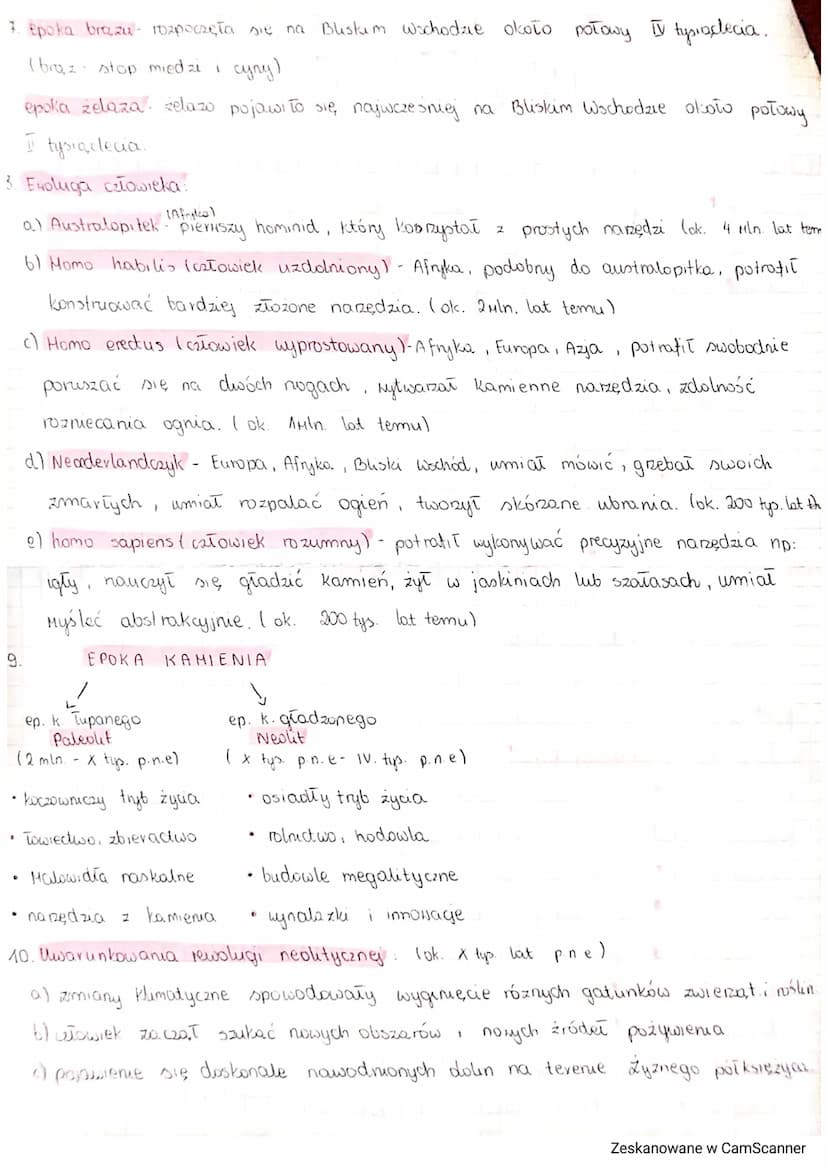
<p>Pierwsza epoka historyczna to prehistoria, czyli nauka zajmująca się dziejami człowieka od hominidów, obejmująca okres od Zuln bat do IV