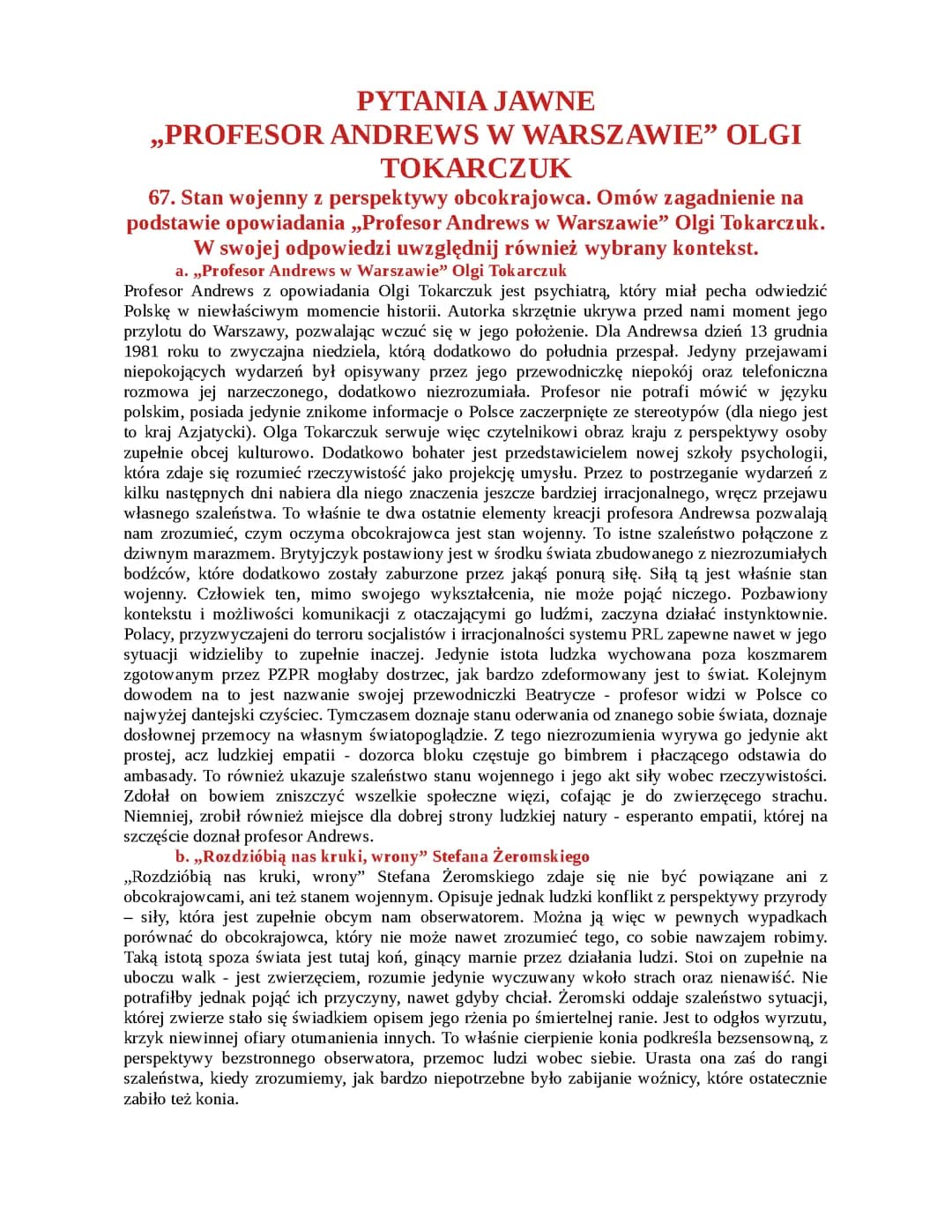 pytania jawne (Profesor Andrews w Warszawie)