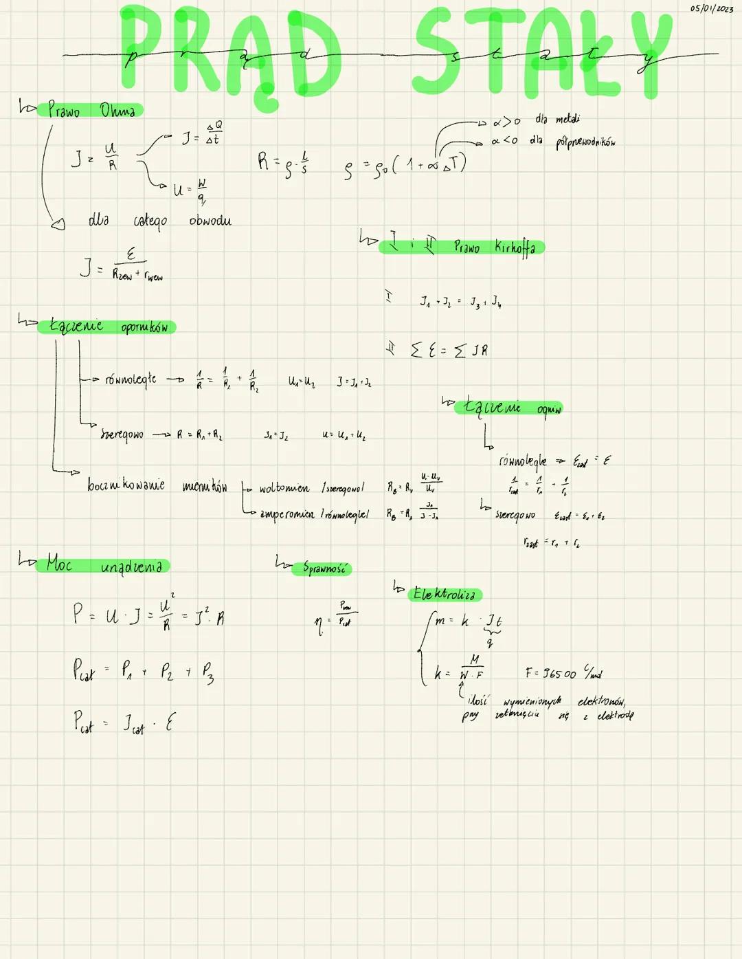 to Prawo Ohma
PRAD STAŁY
->o dia metali
a <o dla półprzewodników
( C
J₂
R
U =
catego
Lo Moc
и
dla
E
J = Rzew + wew
to Łączenie oporników
L
r