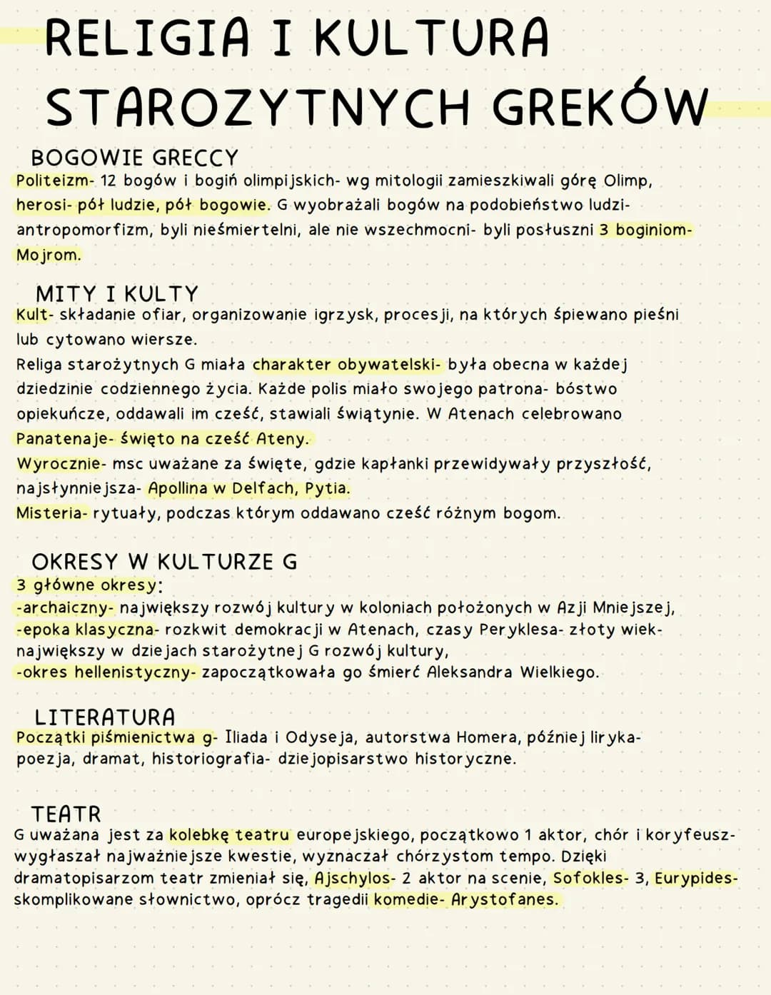 RELIGIA I KULTURA
STAROZYTNYCH GREKÓW
BOGOWIE GRECCY
Politeizm- 12 bogów i bogiń olimpijskich- wg mitologii zamieszkiwali górę Olimp,
herosi