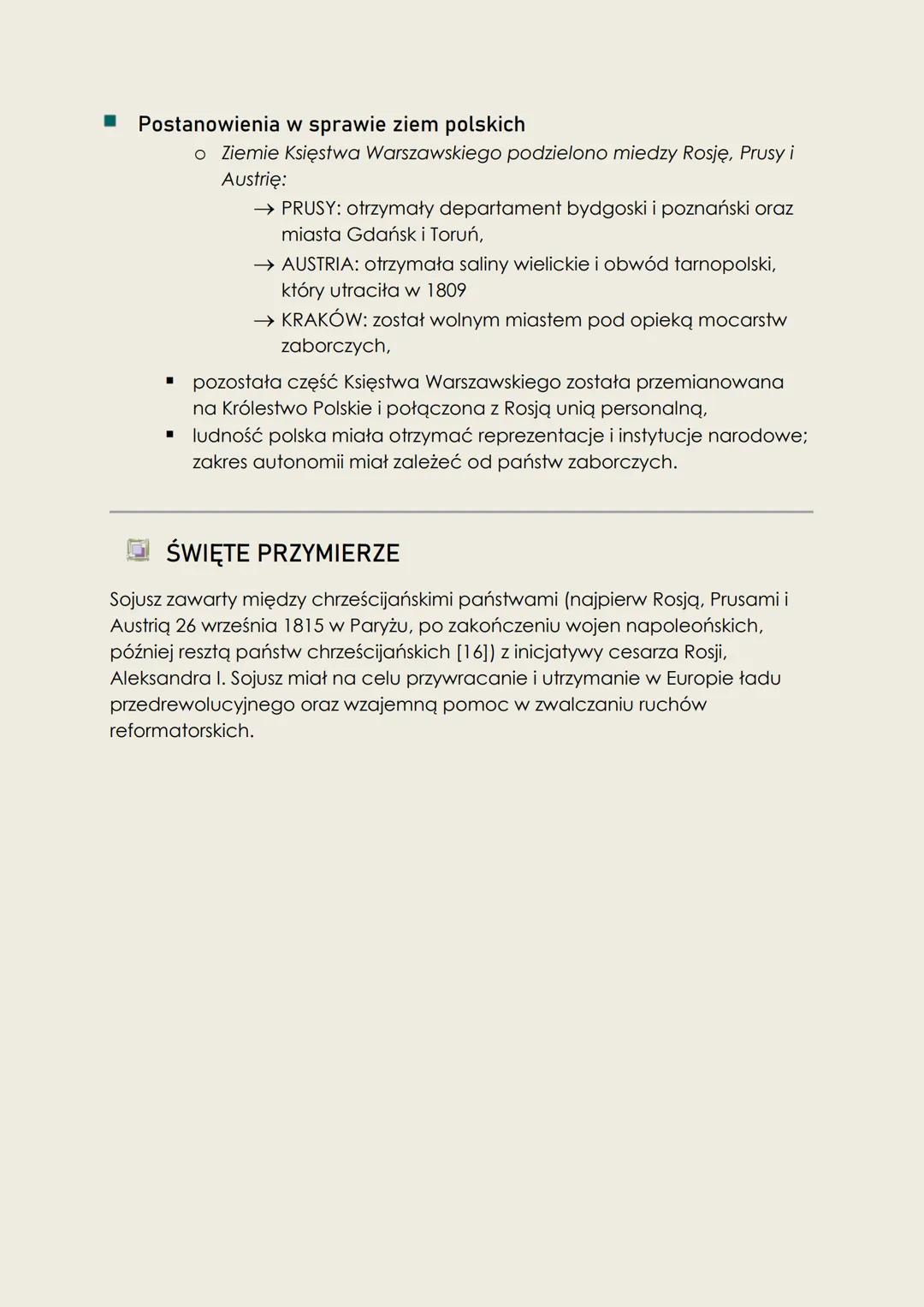 2. Kongres wiedeński 1814 - 1815
Celem kongresu wiedeńskiego było uporządkowanie granic w
Europie po klęsce Napoleona i stworzenie nowego ła