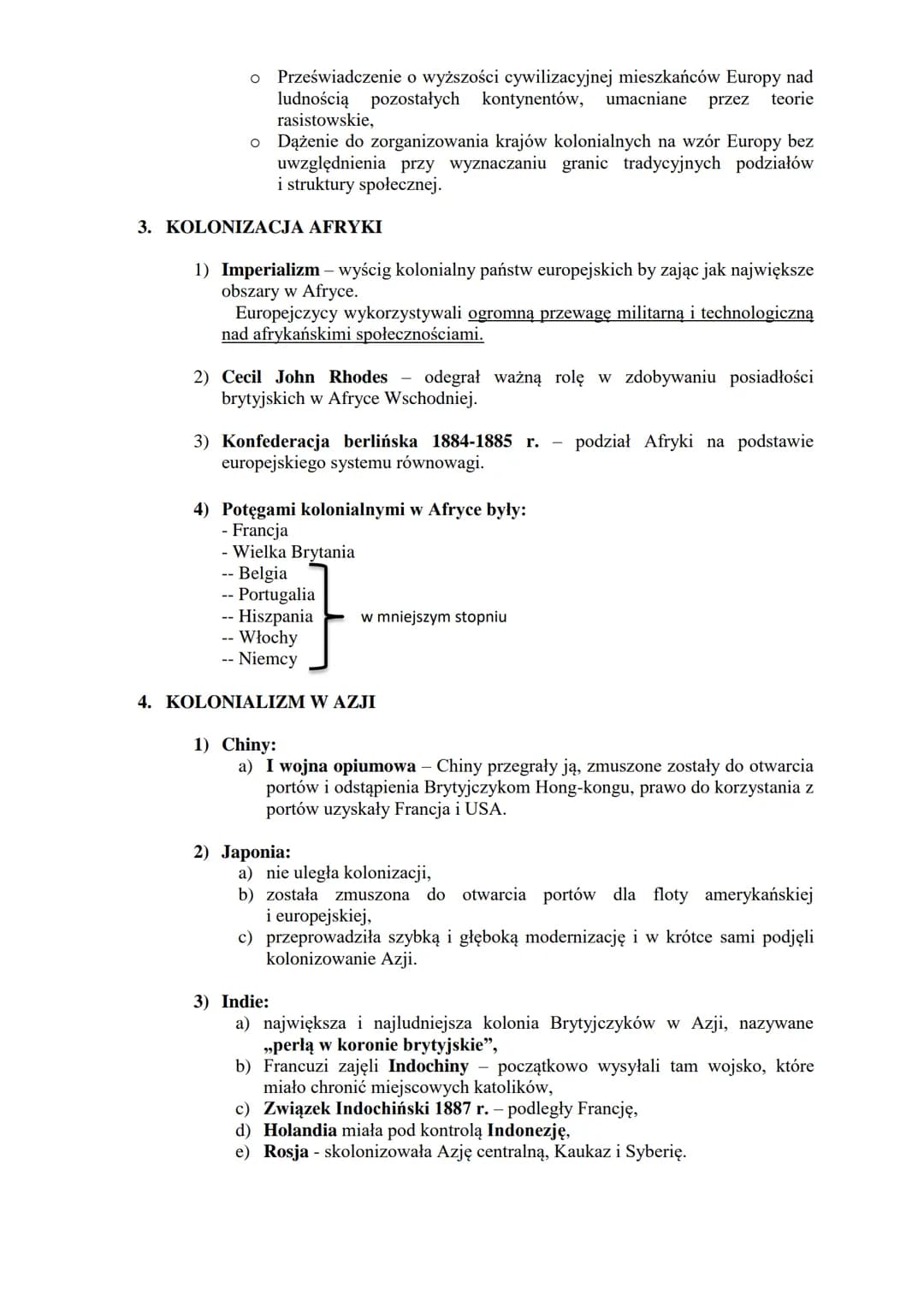 EKSPANSJA KOLONIALNA
1. NOWY PODZIAŁ KONTYNENTÓW
1) Kolonializm - system podporządkowania krajów o niższym poziomie rozwoju
przez potężne pa