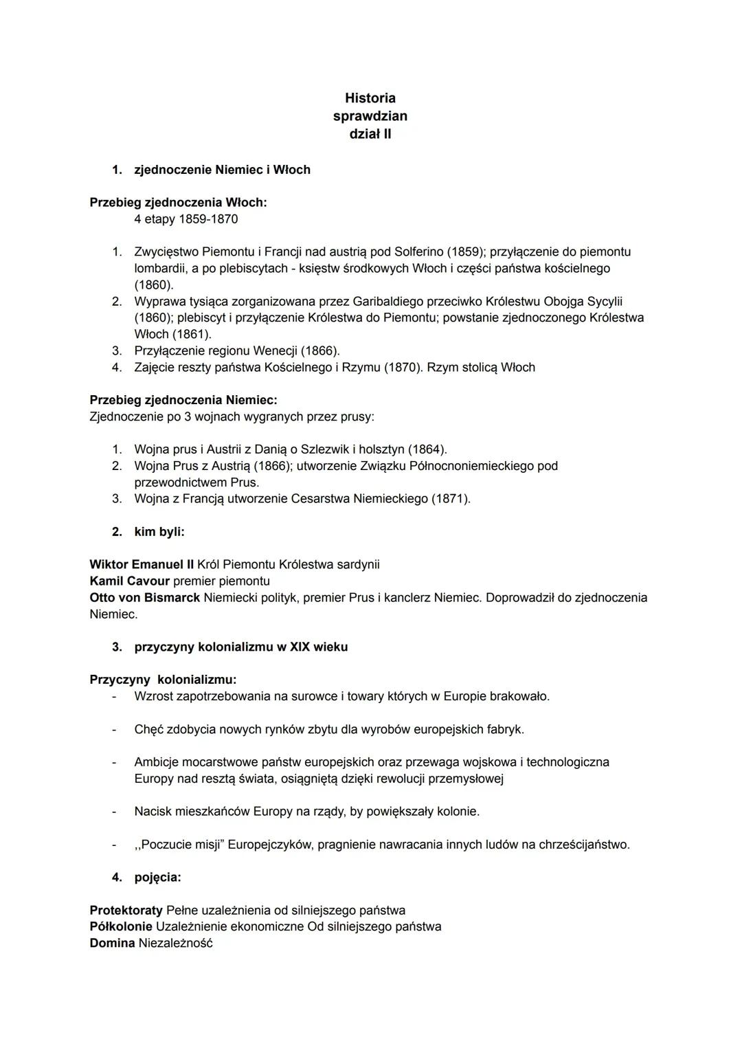 Historia klasa 7: Sprawdzian z działu II