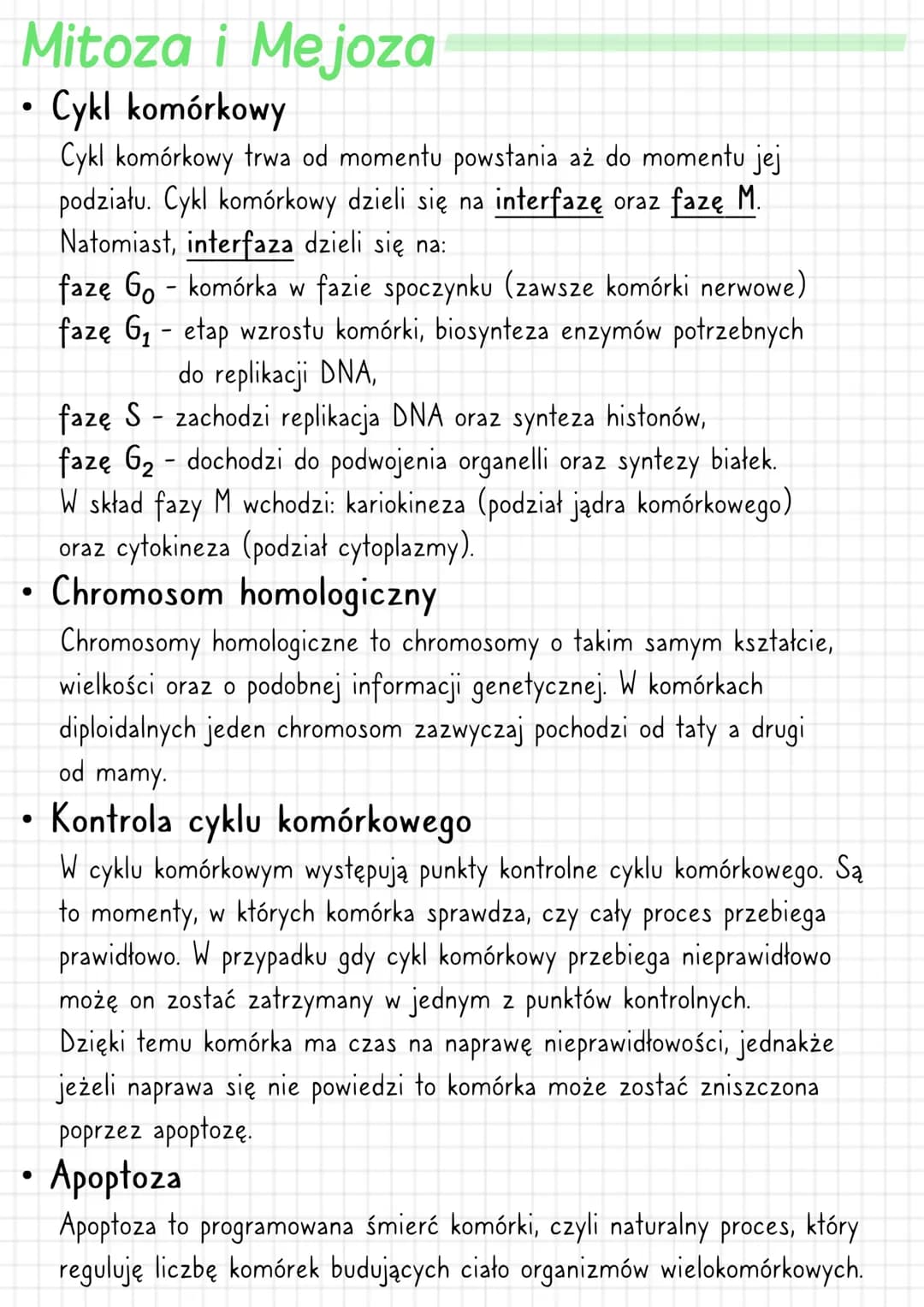--- OCR Start ---
Mitoza i Mejoza
• Cykl komórkowy
Cykl komórkowy trwa od momentu powstania aż do momentu jej
podziału. Cykl komórkowy dziel