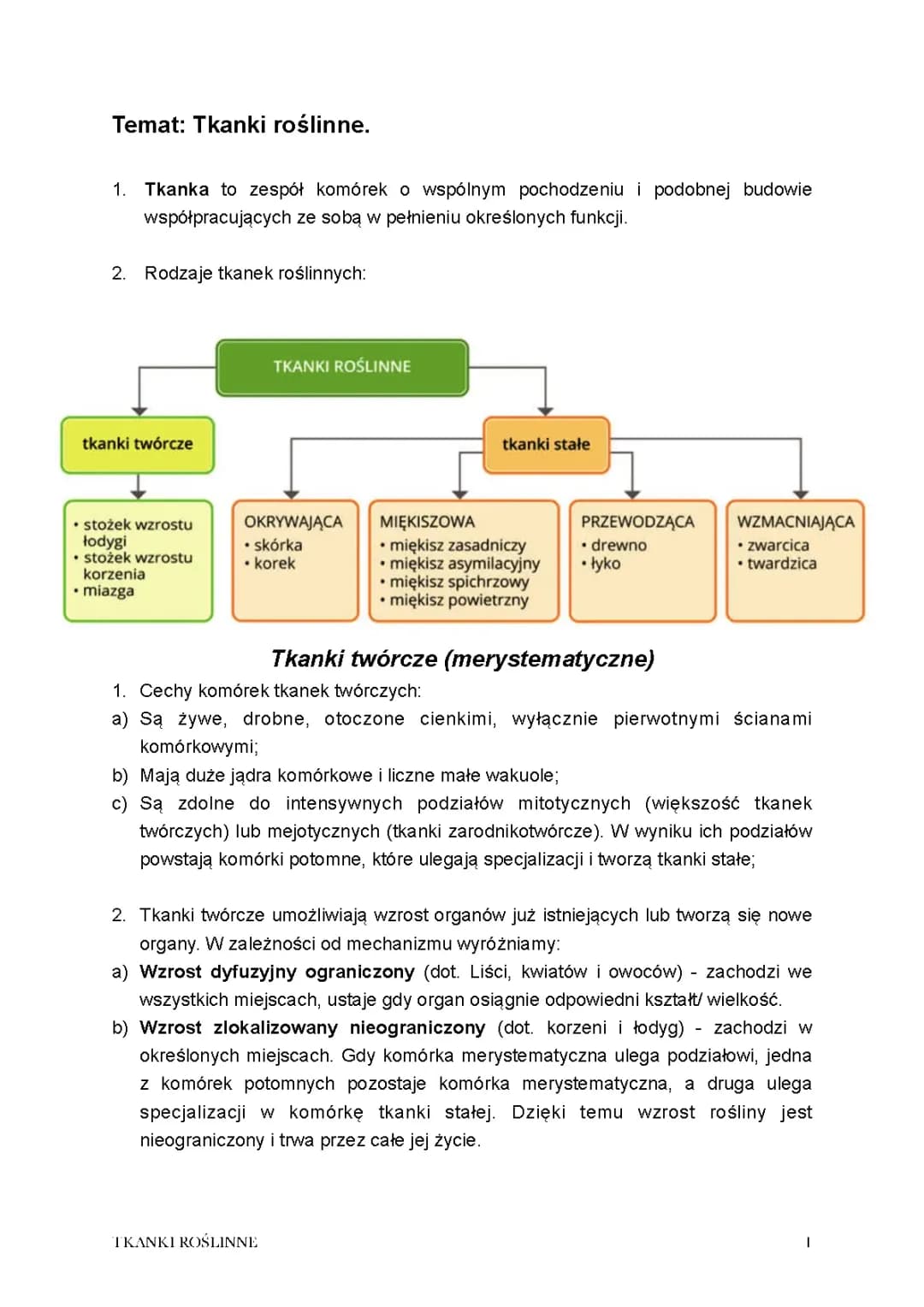 Tkanki roślinne. 