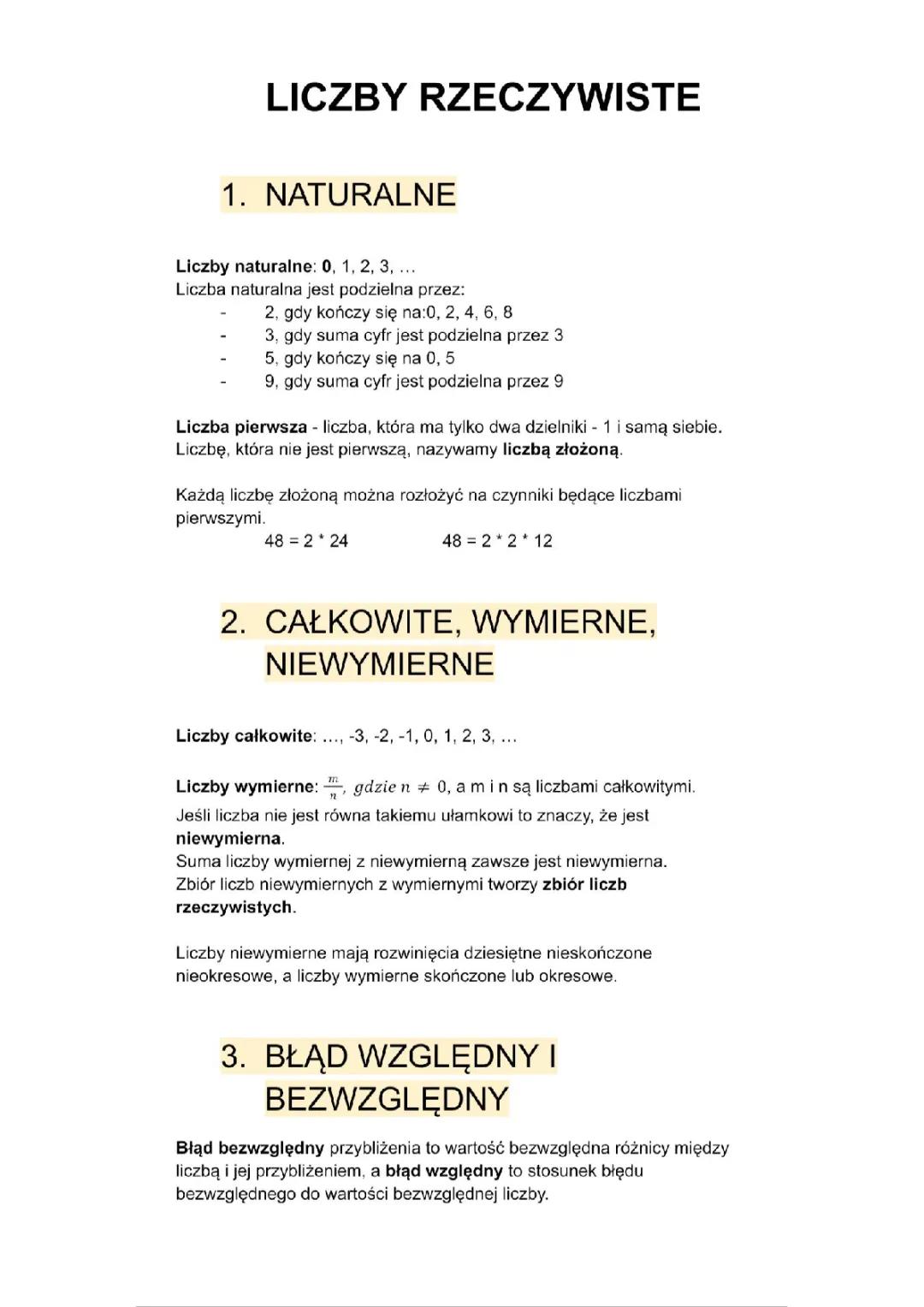 MATEMATYKA Liczby Rzeczywiste 