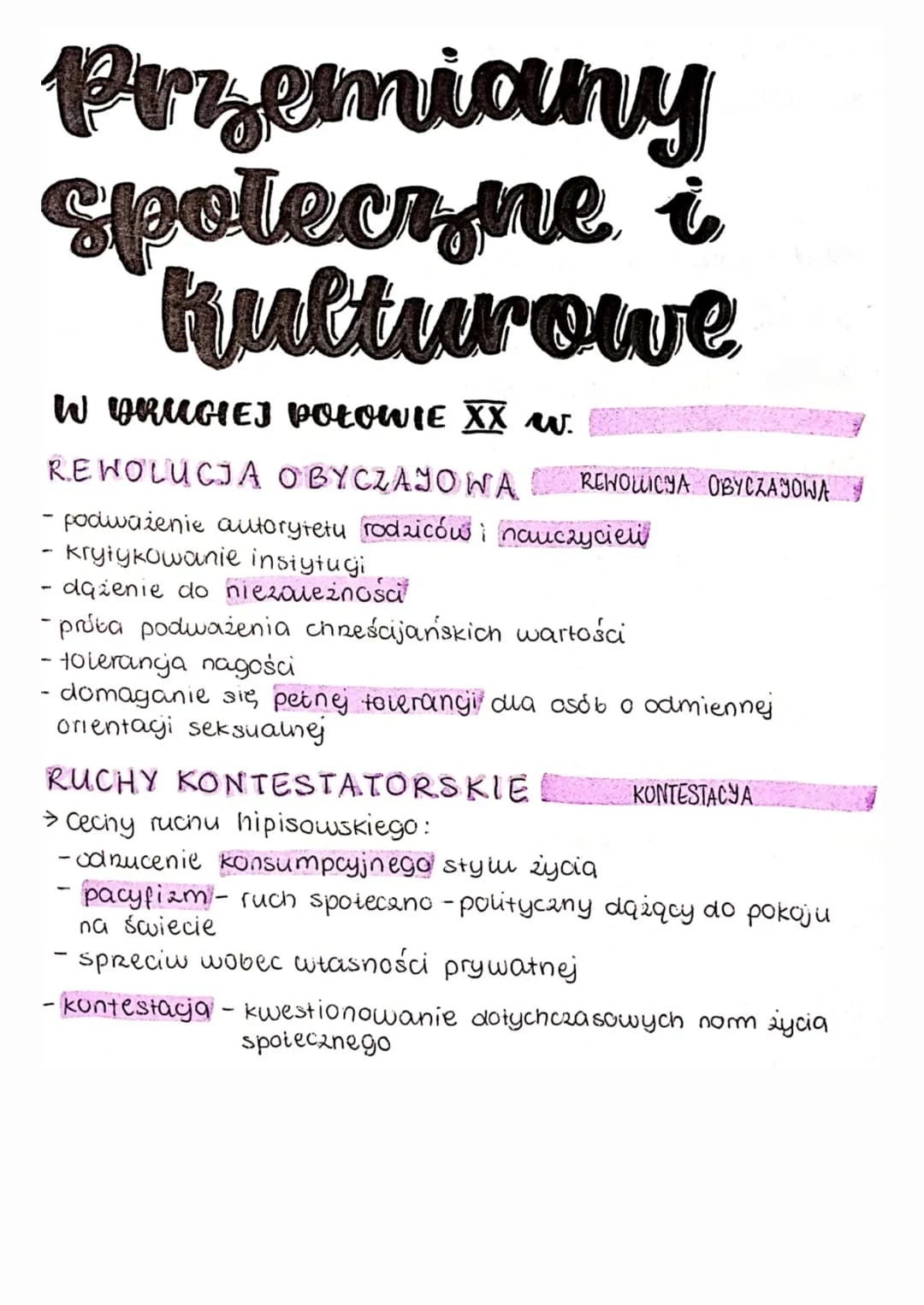 Przemiany Społeczne I Kulturowe W Drugiej Połowie 20 Wieku Notatka Przemiany społeczne i kulturowe w drugiej połowie 20 wieku notatka
